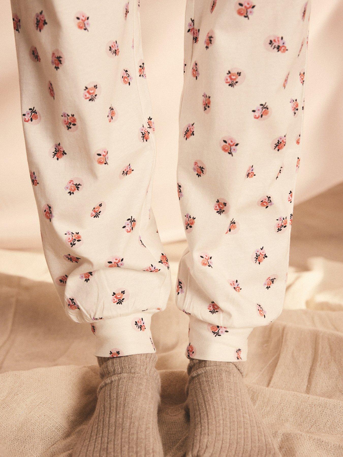  image of cath-kidston-rose-print-pyjamas-set-cream