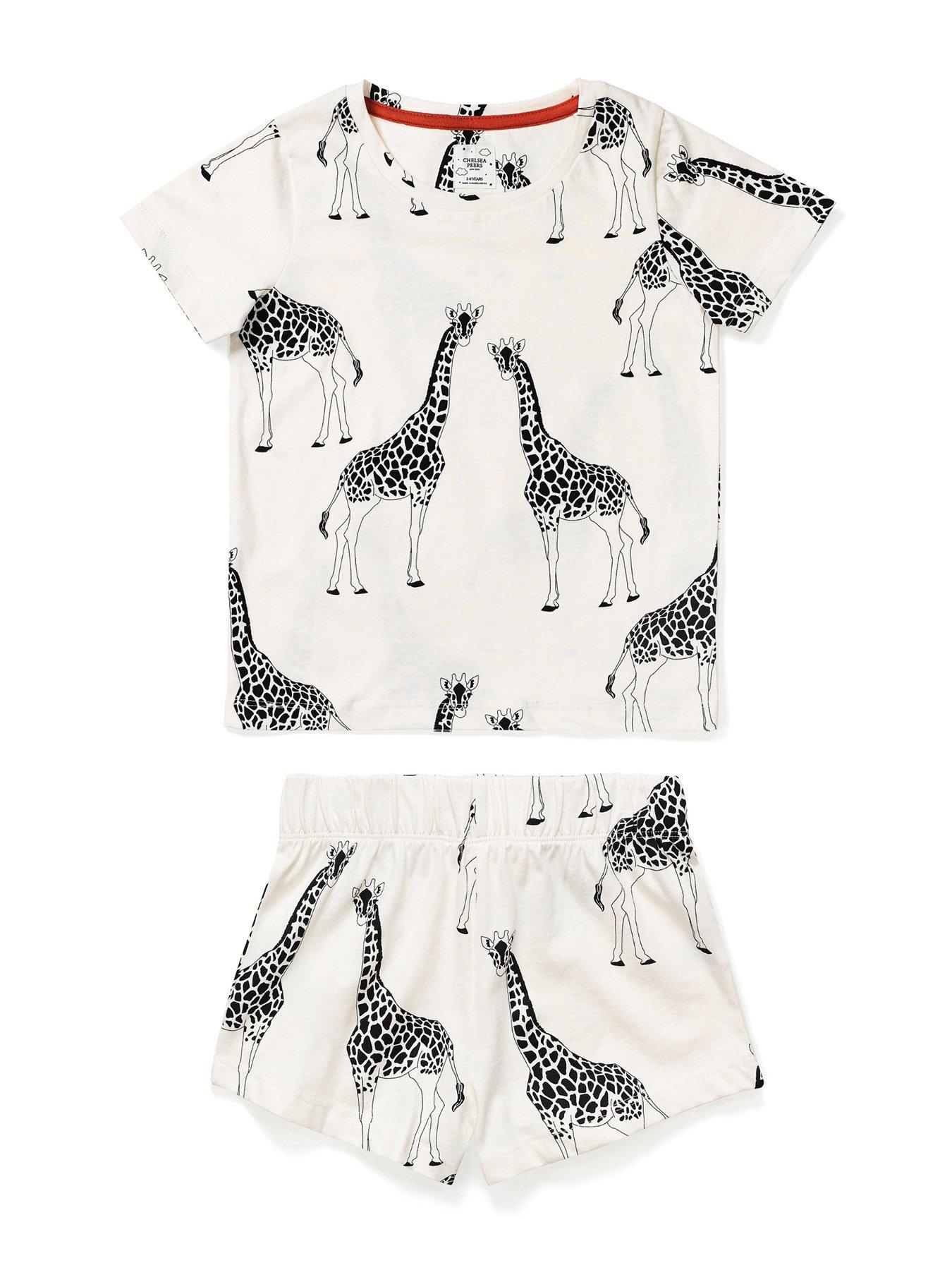 chelsea-peers-unisex-kids-giraffe-print-short-pyjama-set-cream