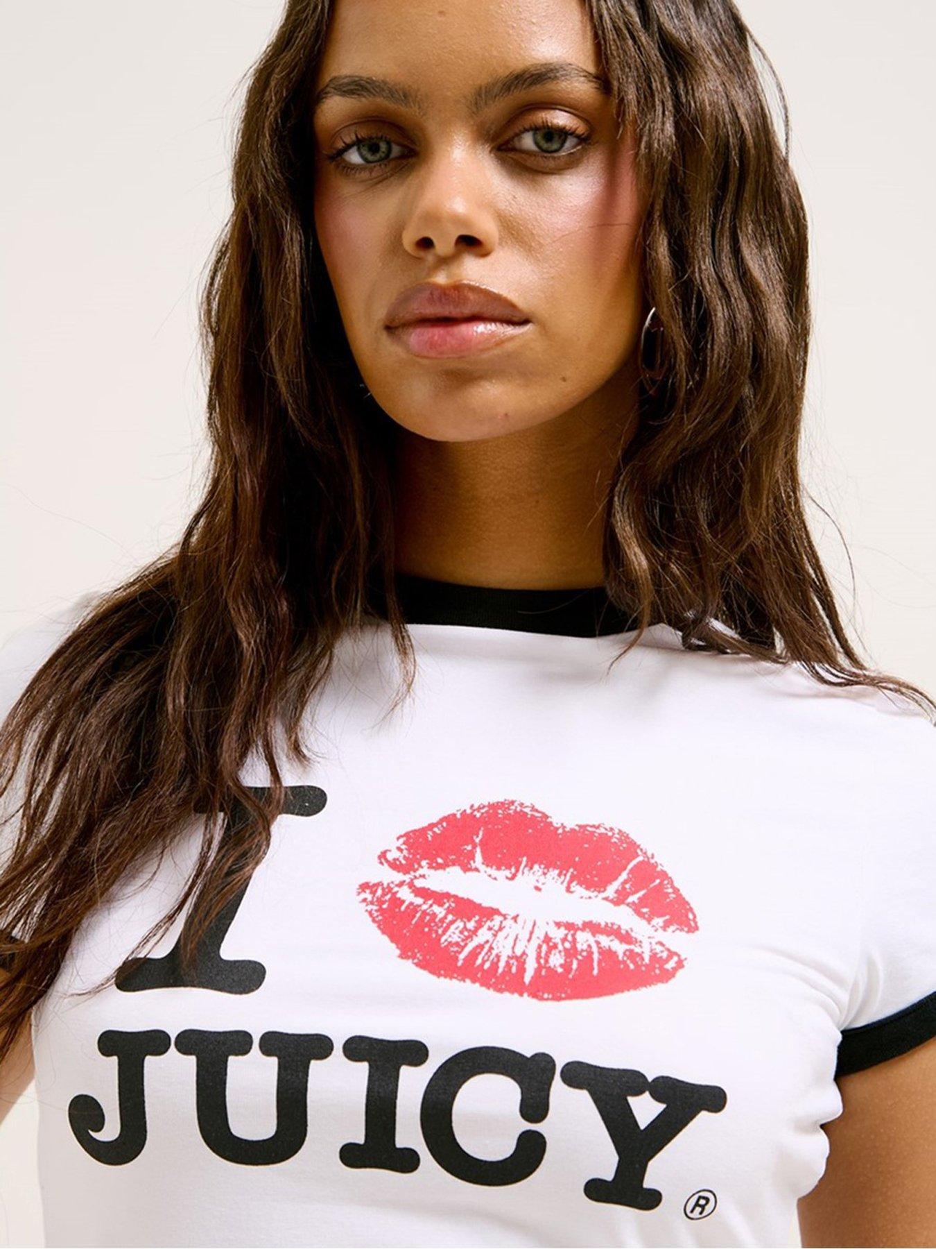  image of juicy-couture-i-kiss-juicy-fitted-t-shirt-white