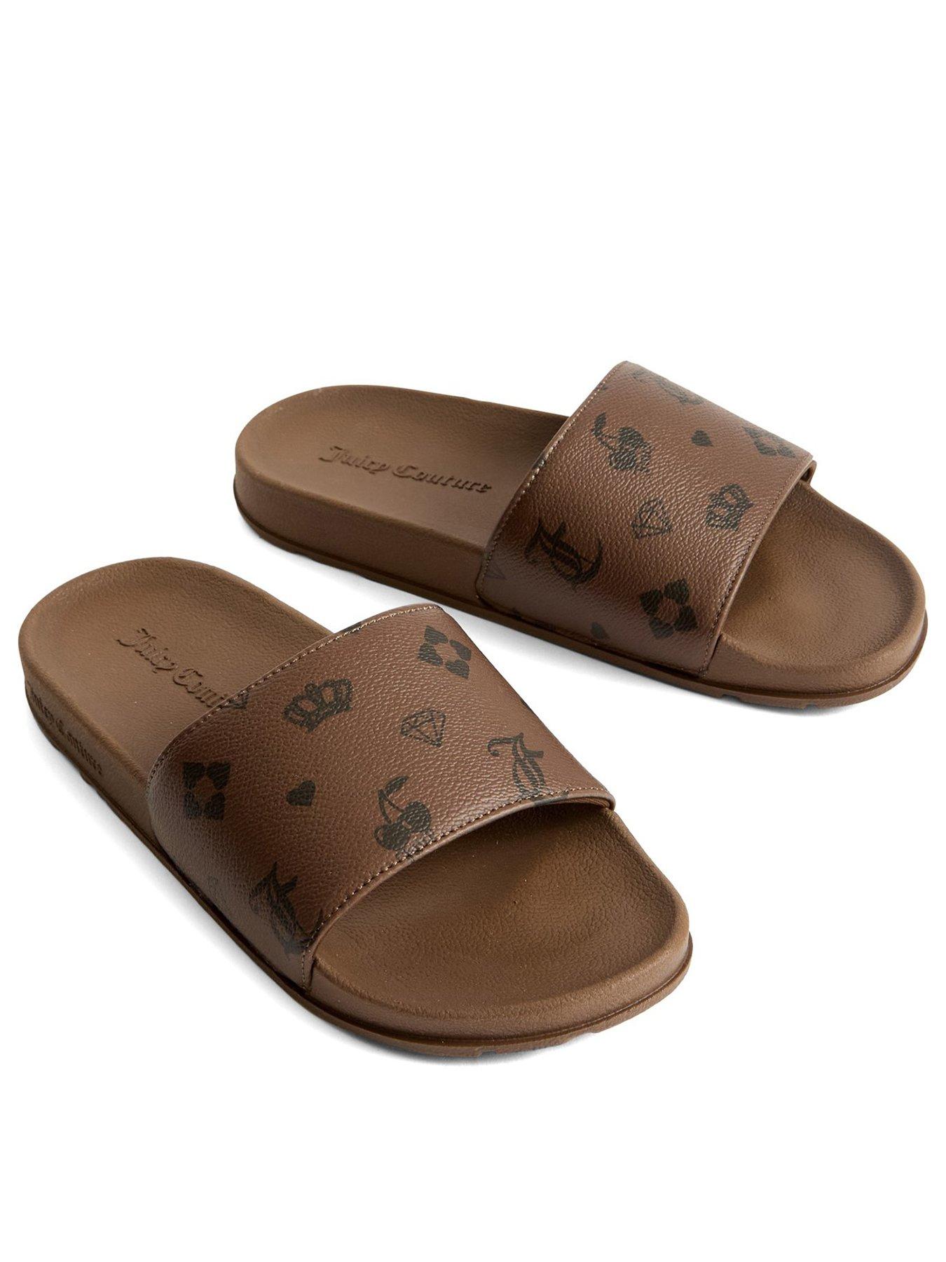 Image 2 of 4 of Juicy Couture Mia Monogram Pu Sliders - Black
