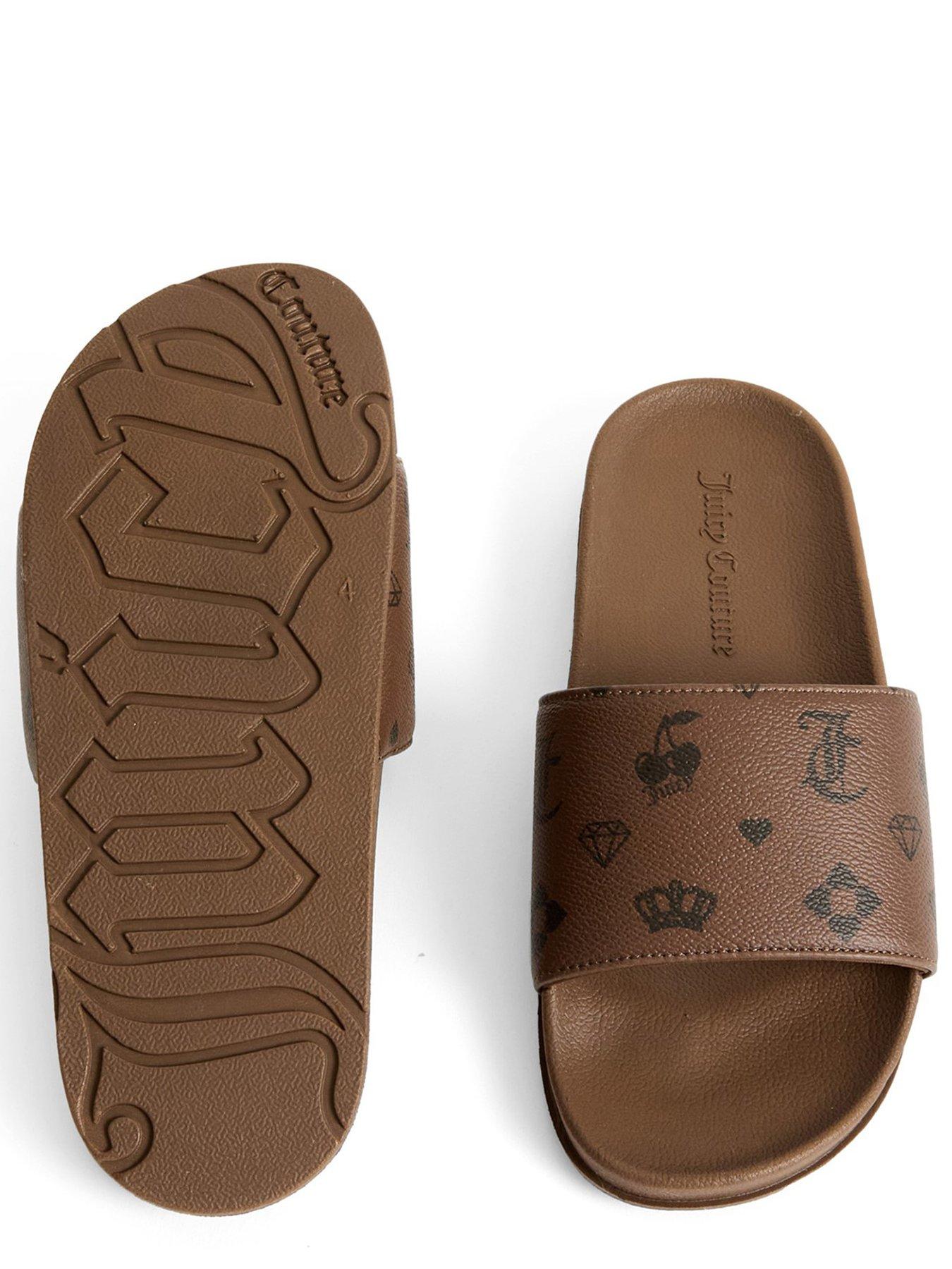 Image 3 of 4 of Juicy Couture Mia Monogram Pu Sliders - Black