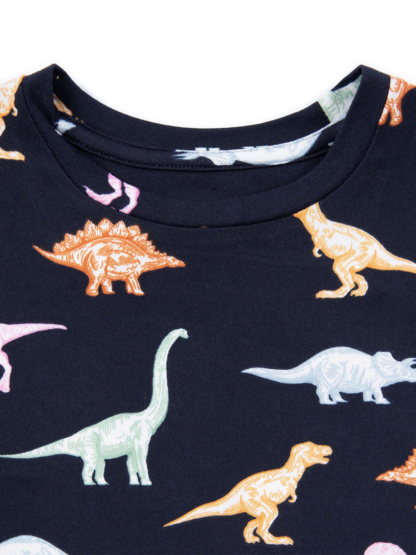  image of chelsea-peers-kids-dinosaur-print-long-pyjama-set-navy