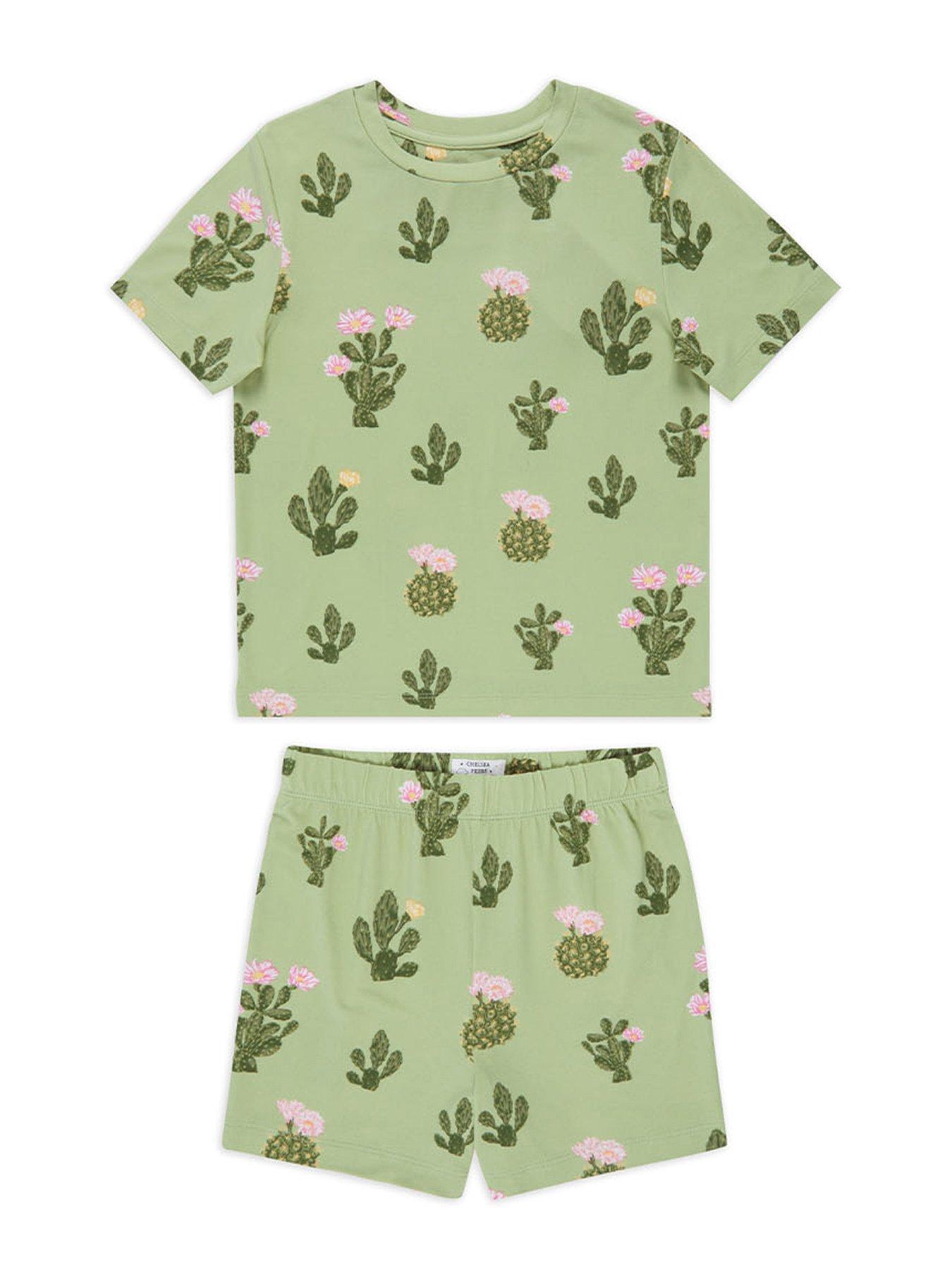 chelsea-peers-unisex-kids-detailed-cacti-print-t-shirt-and-short-pyjama-set-khaki