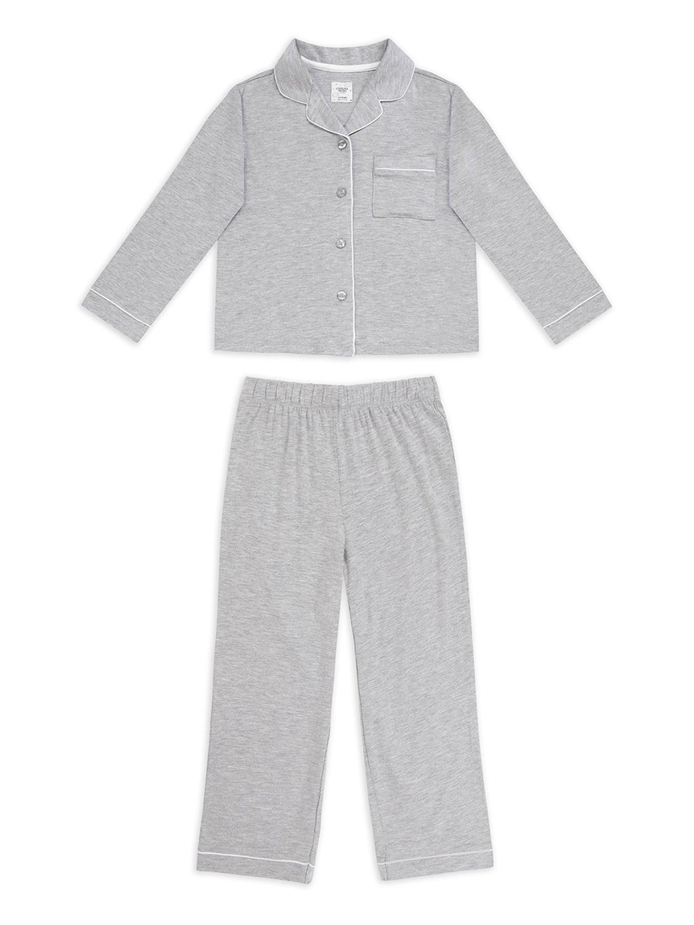 Image 1 of 3 of CHELSEA PEERS Kids Unisex Long Button Up Pyjama Set - Grey