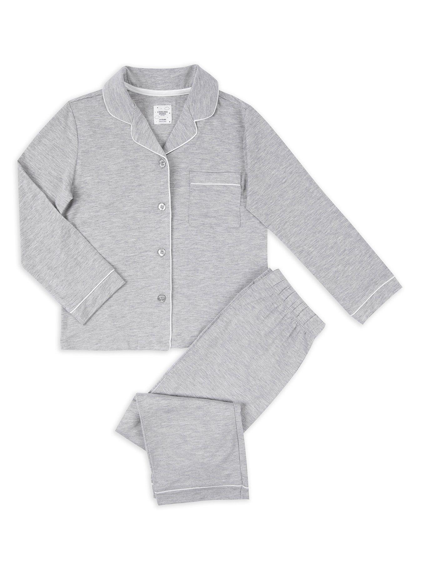 Image 2 of 3 of CHELSEA PEERS Kids Unisex Long Button Up Pyjama Set - Grey