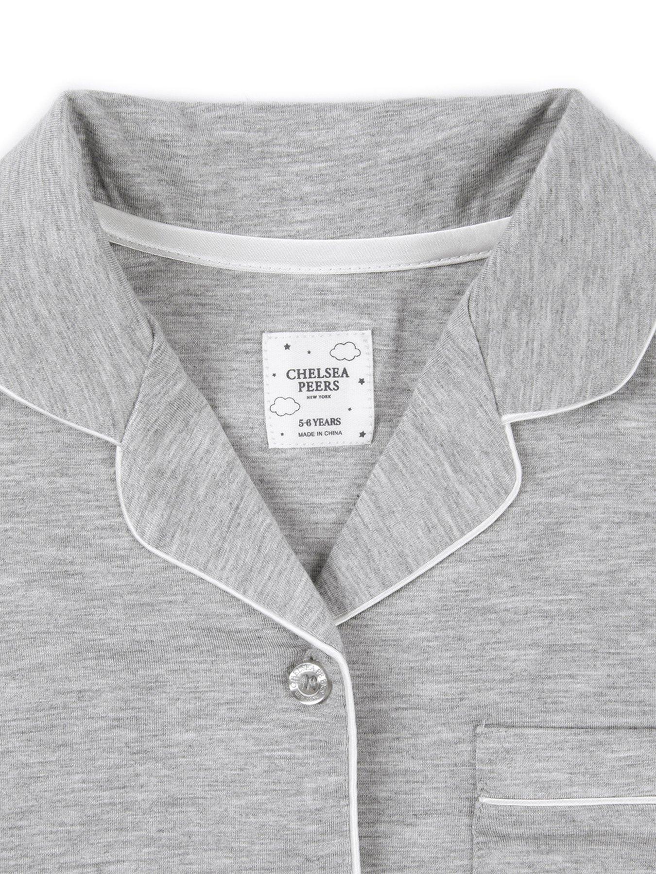 Image 3 of 3 of CHELSEA PEERS Kids Unisex Long Button Up Pyjama Set - Grey