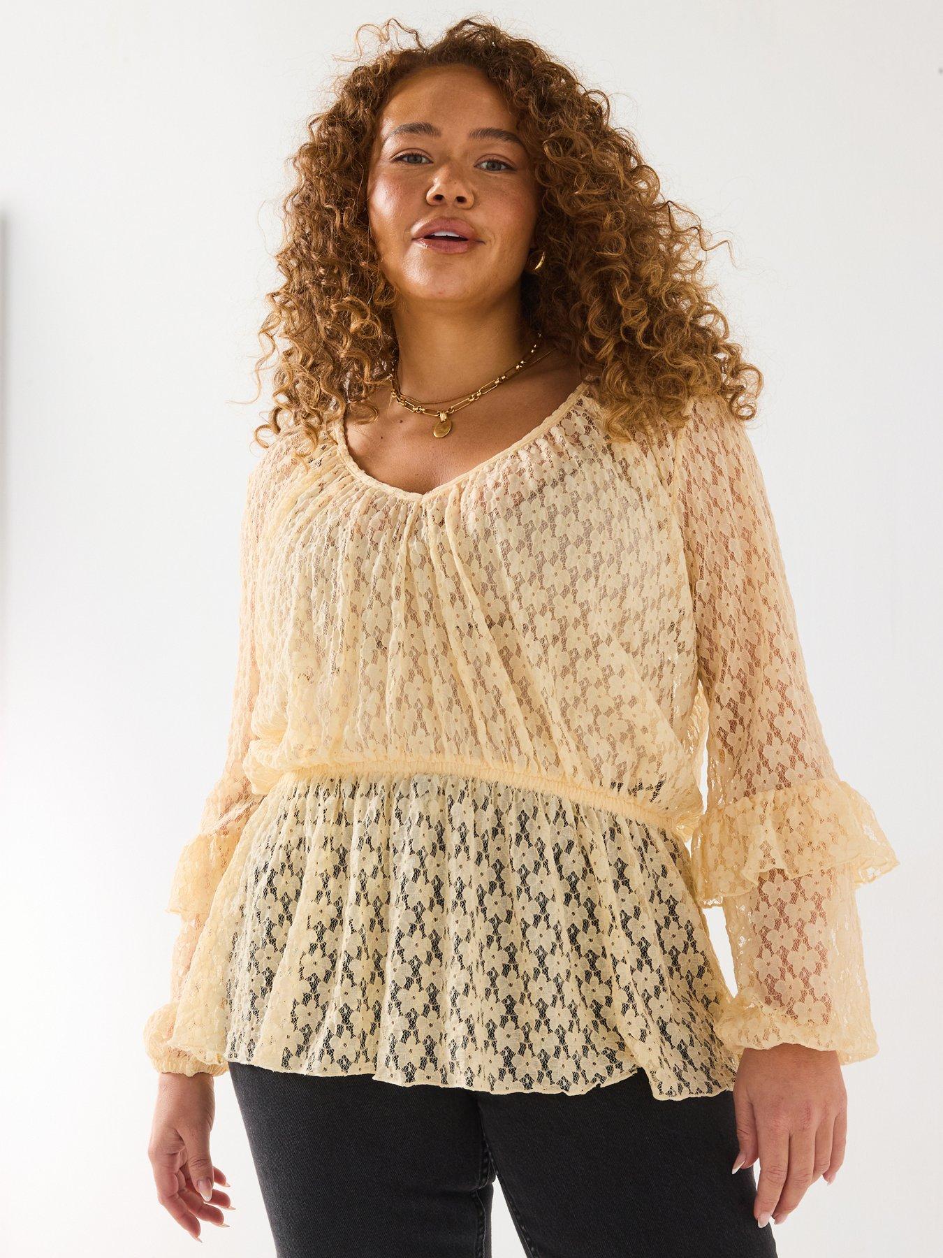 DEEP V FRILL S SLEEVE TOP