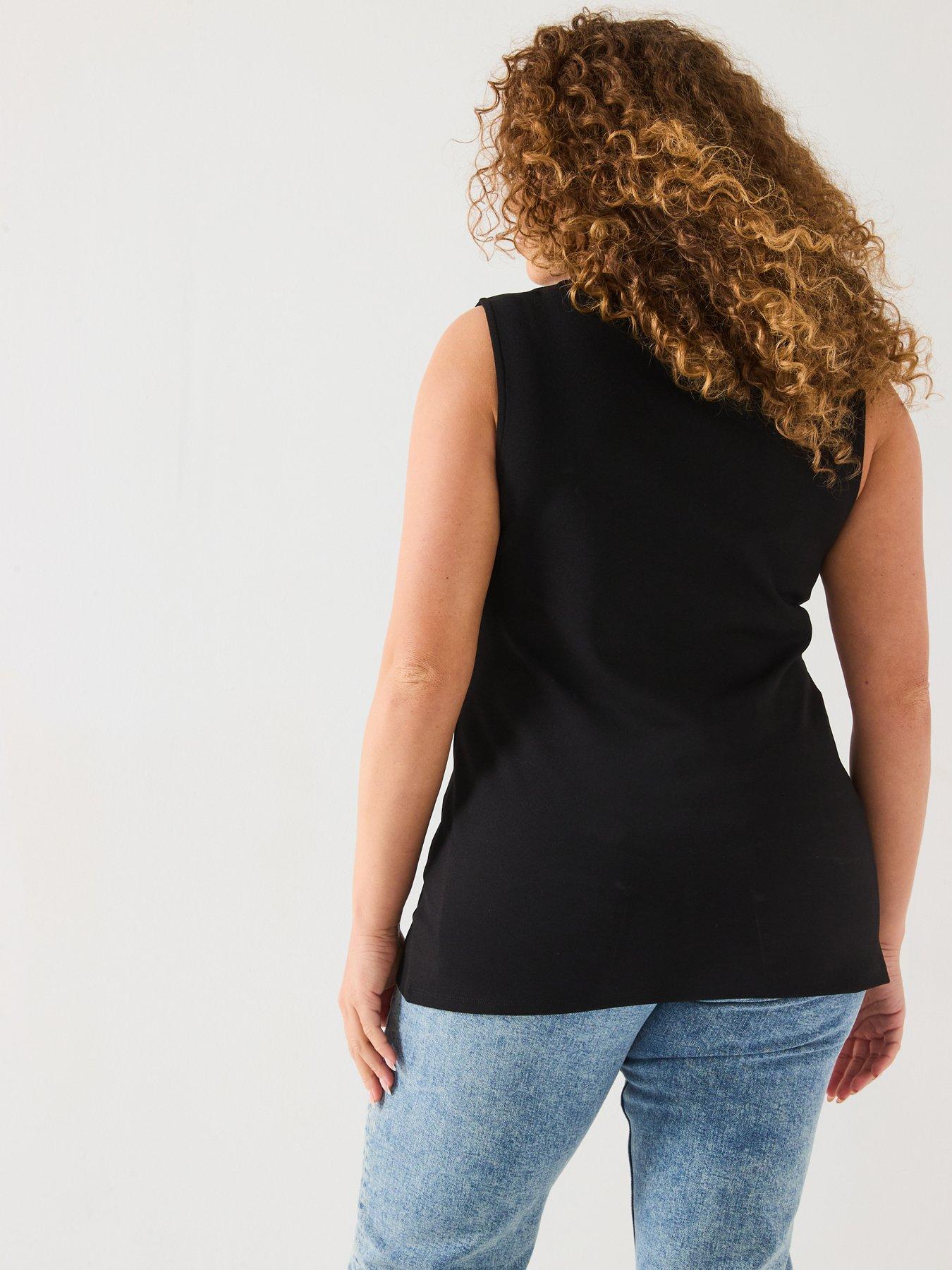 stillFront image of v-by-very-curve-diamante-bow-sleeveless-top