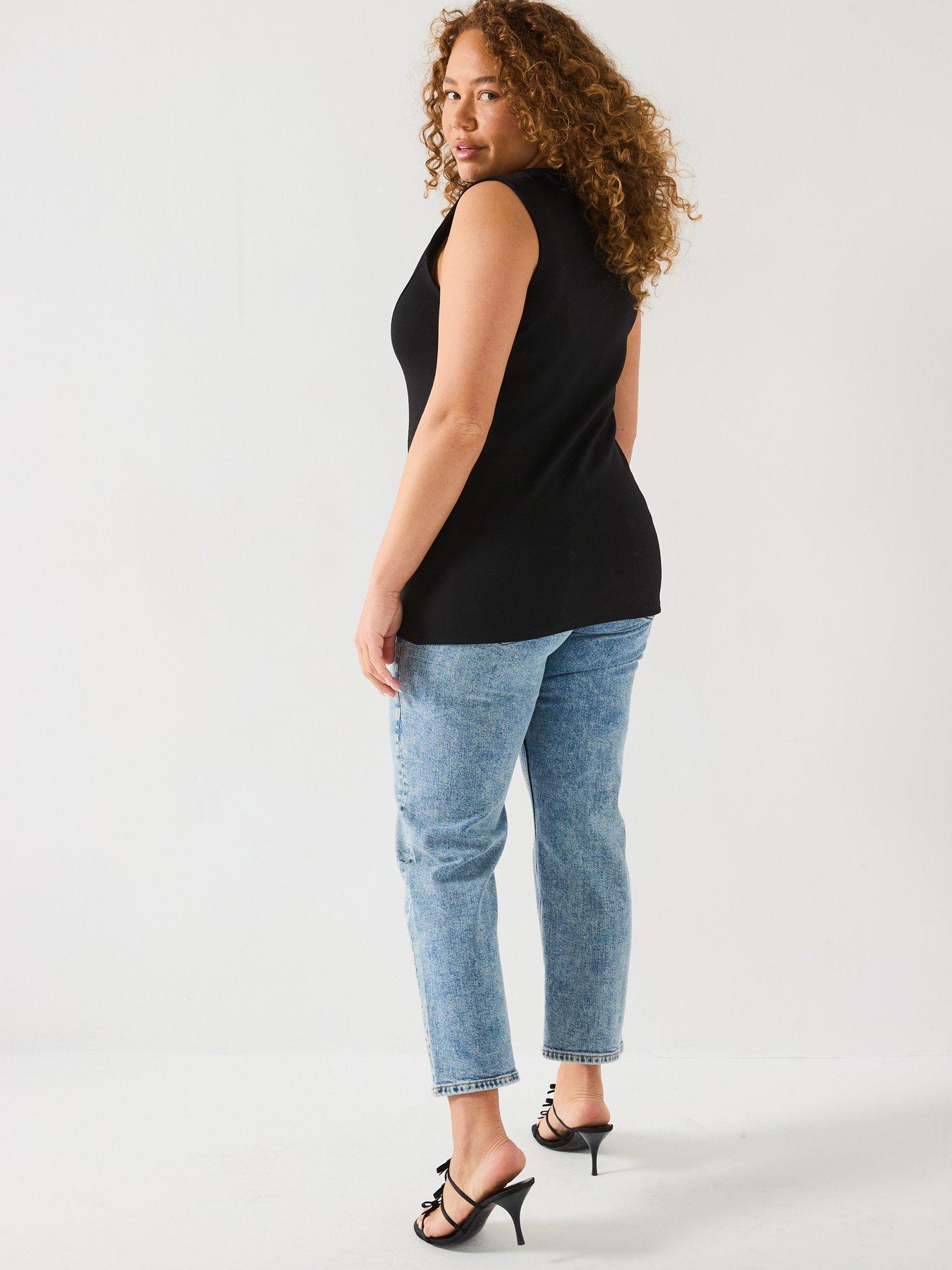  image of v-by-very-curve-diamante-bow-sleeveless-top