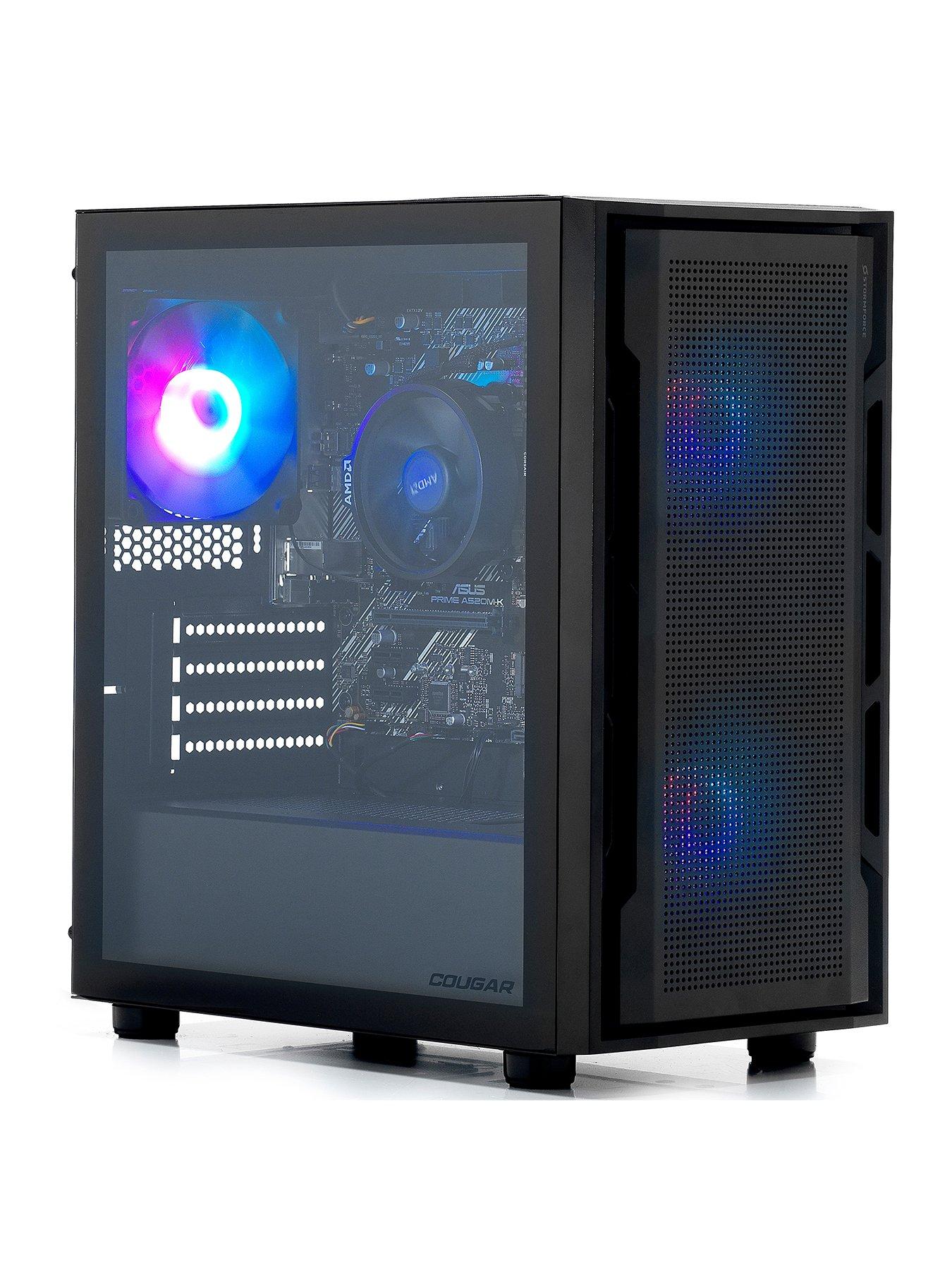  image of stormforce-uniface-gaming-desktop-amd-ryzen-5-16gb-ram-1tb-ssd-black