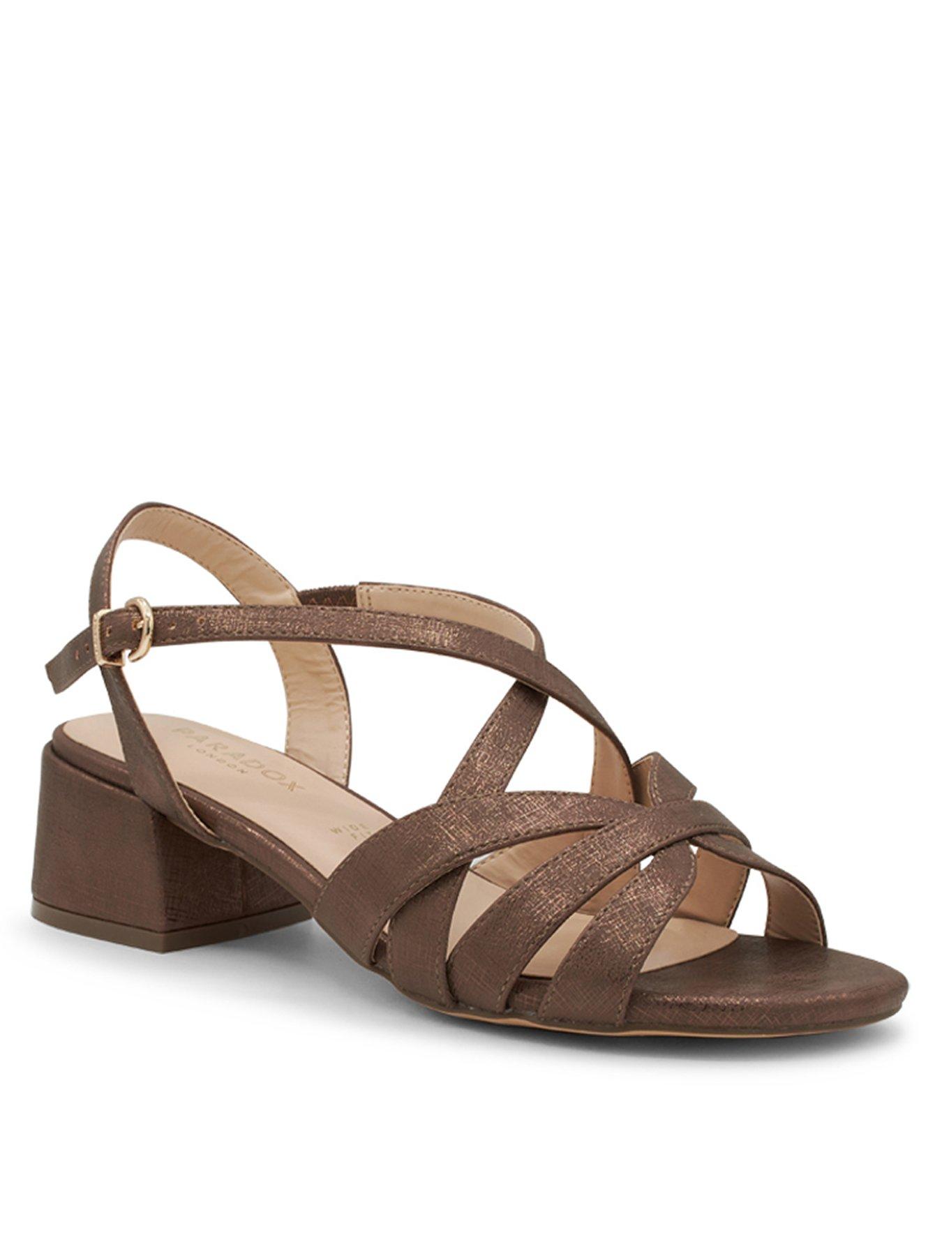  image of paradox-london-nerissa-wide-fit-shimmer-heeled-sandal-bronze