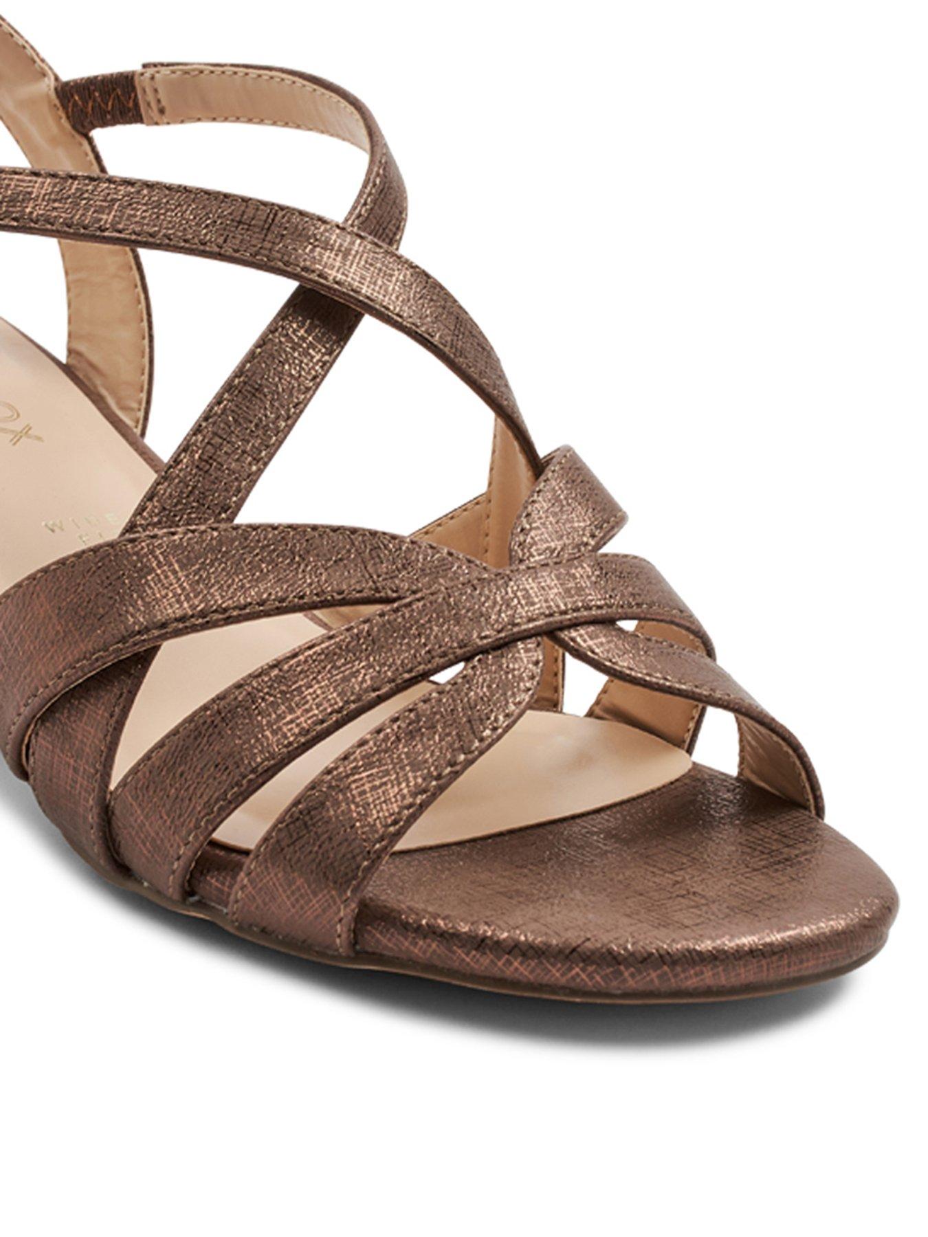  image of paradox-london-nerissa-wide-fit-shimmer-heeled-sandal-bronze