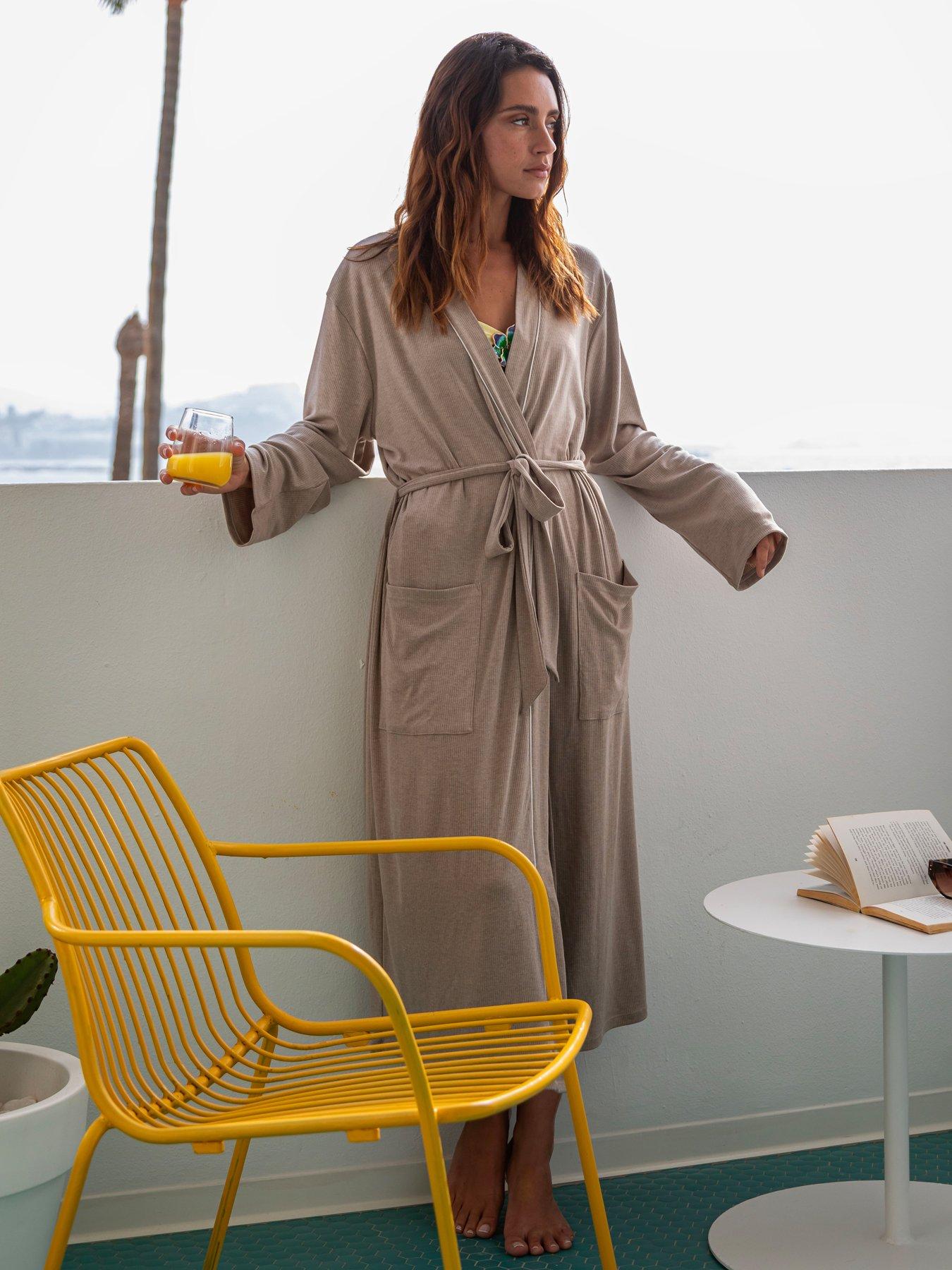 Image 2 of 2 of Loungeable Rib Kimono Robe 120cm - Beige