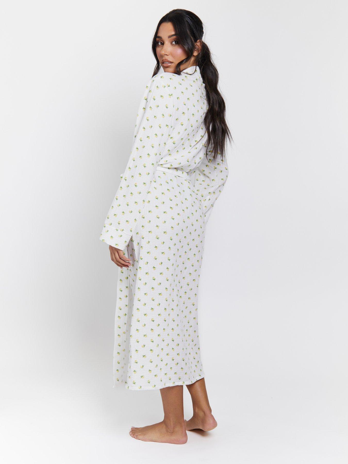  image of loungeable-cotton-waffle-robe-yellow