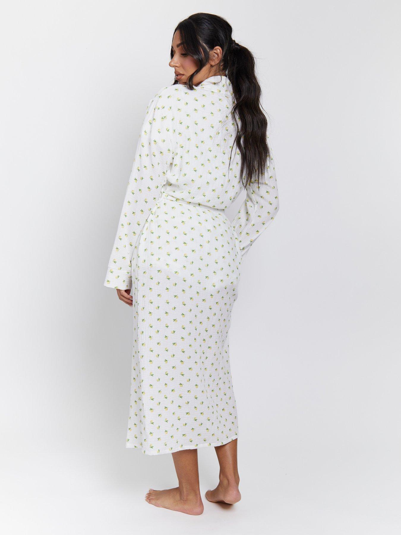  image of loungeable-cotton-waffle-robe-yellow