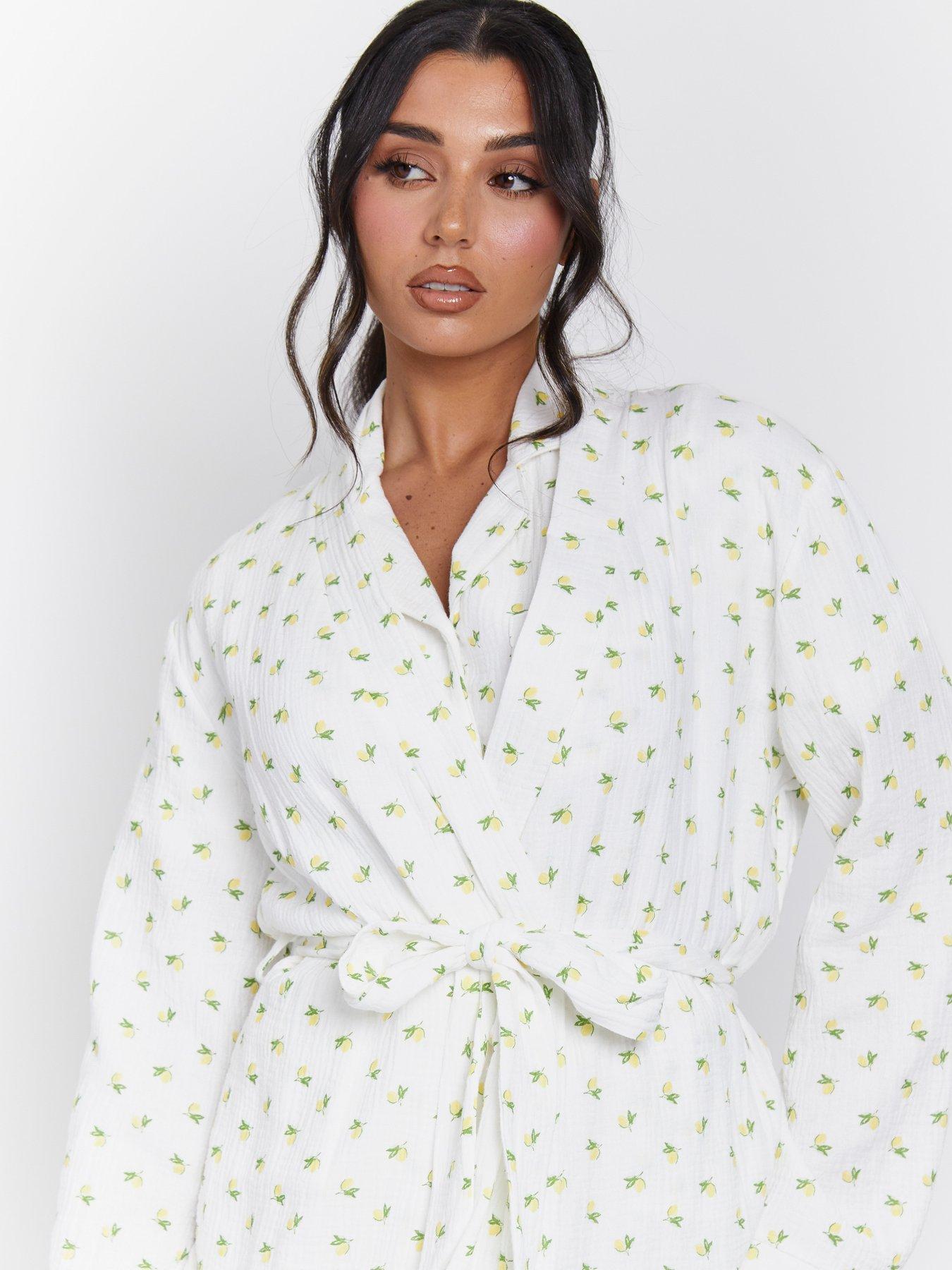  image of loungeable-cotton-waffle-robe-yellow