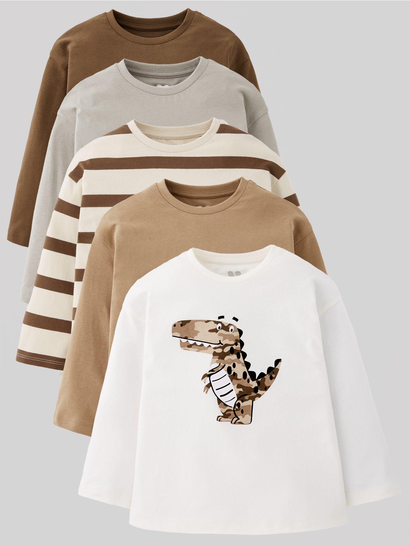 undefined Boys Long Sleeve 5pck Neutral Tshirts