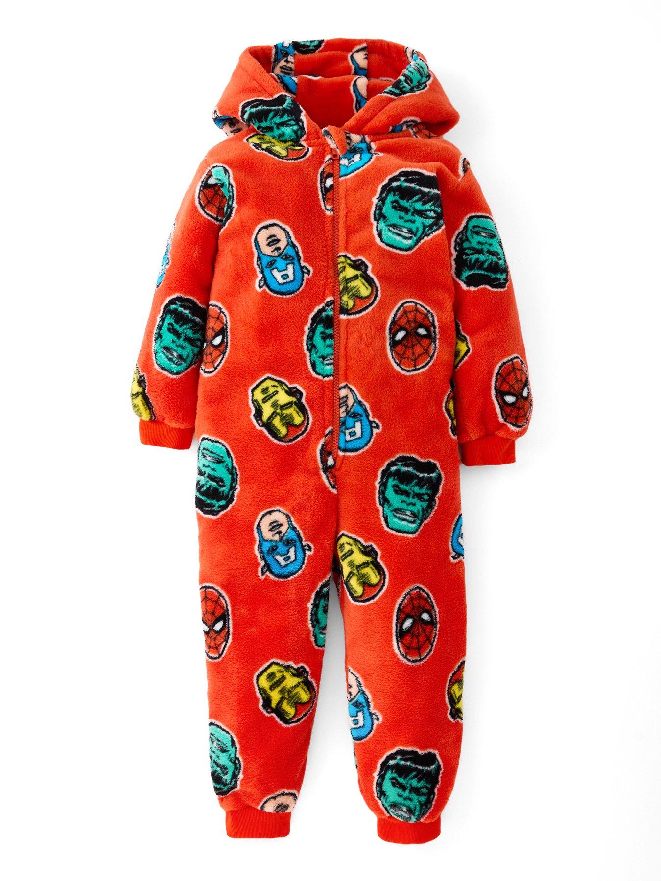 front image of marvel-avengers-fleece-all-in-one-black