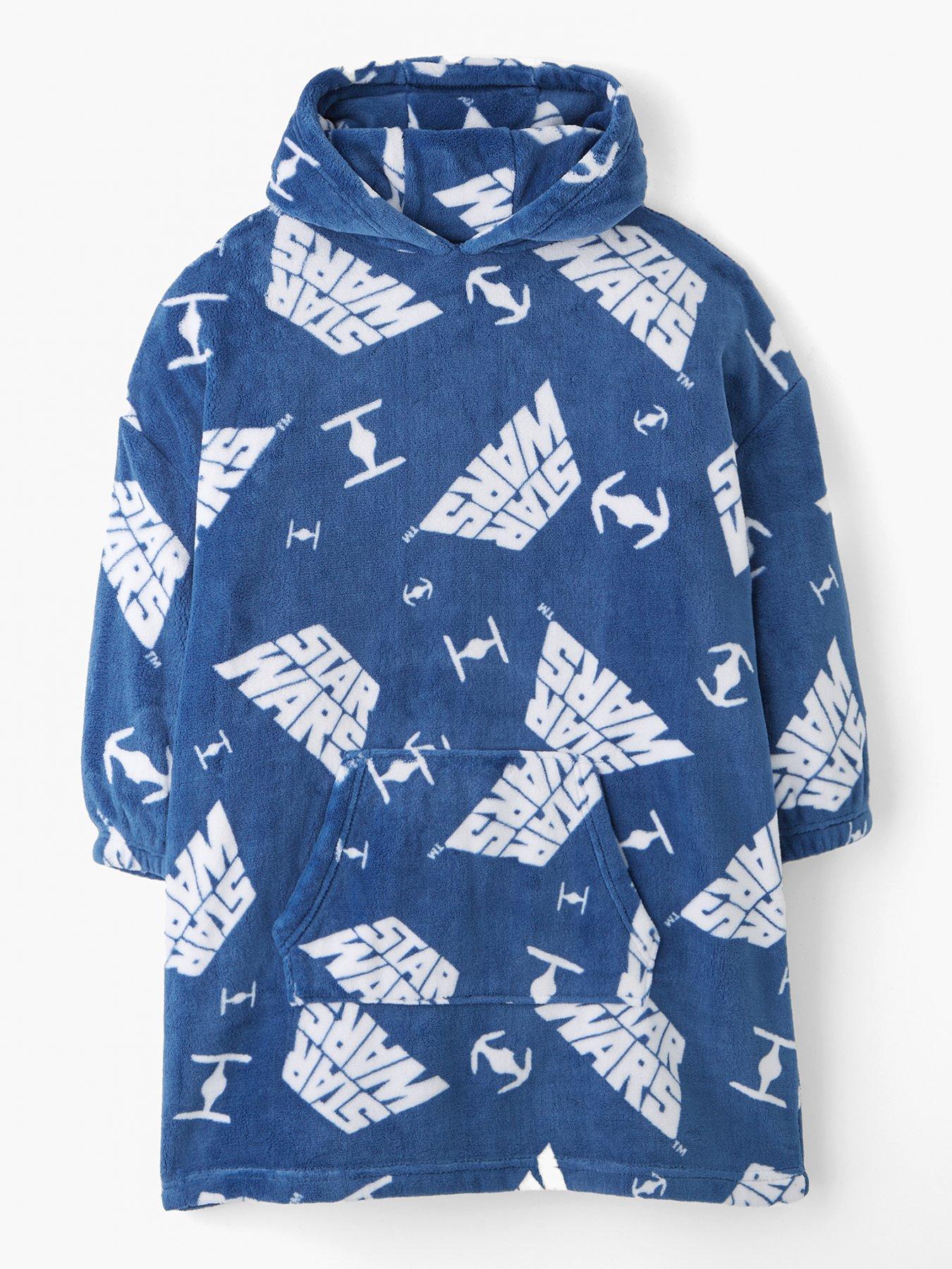 front image of star-wars-fleece-hooded-blanket-blue