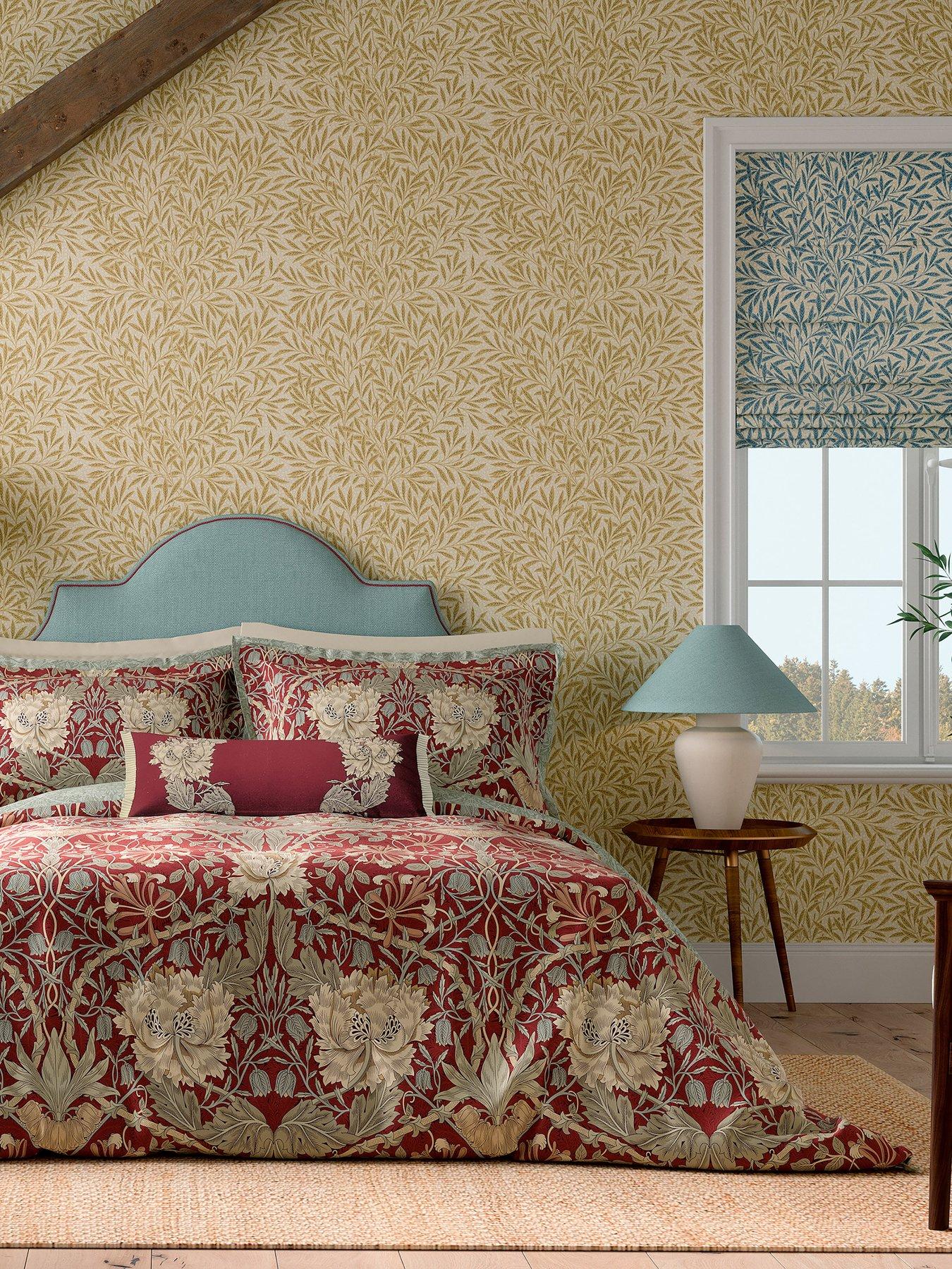 Morris & Co Honeysuckle and Tulip 100% Cotton Percale Duvet Cover Set