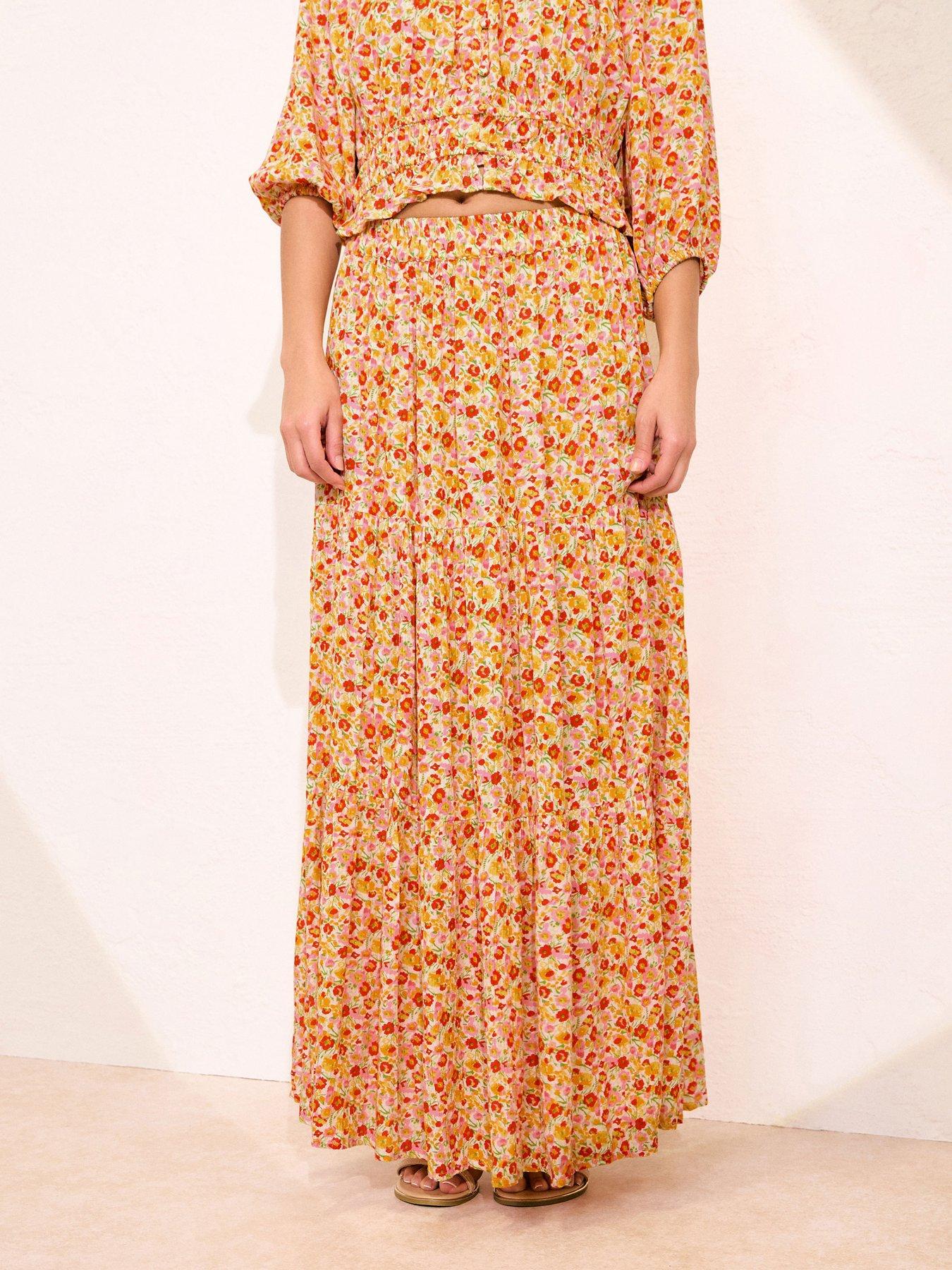  image of pixiegirl-petite-ditsy-tiered-maxi-skirt