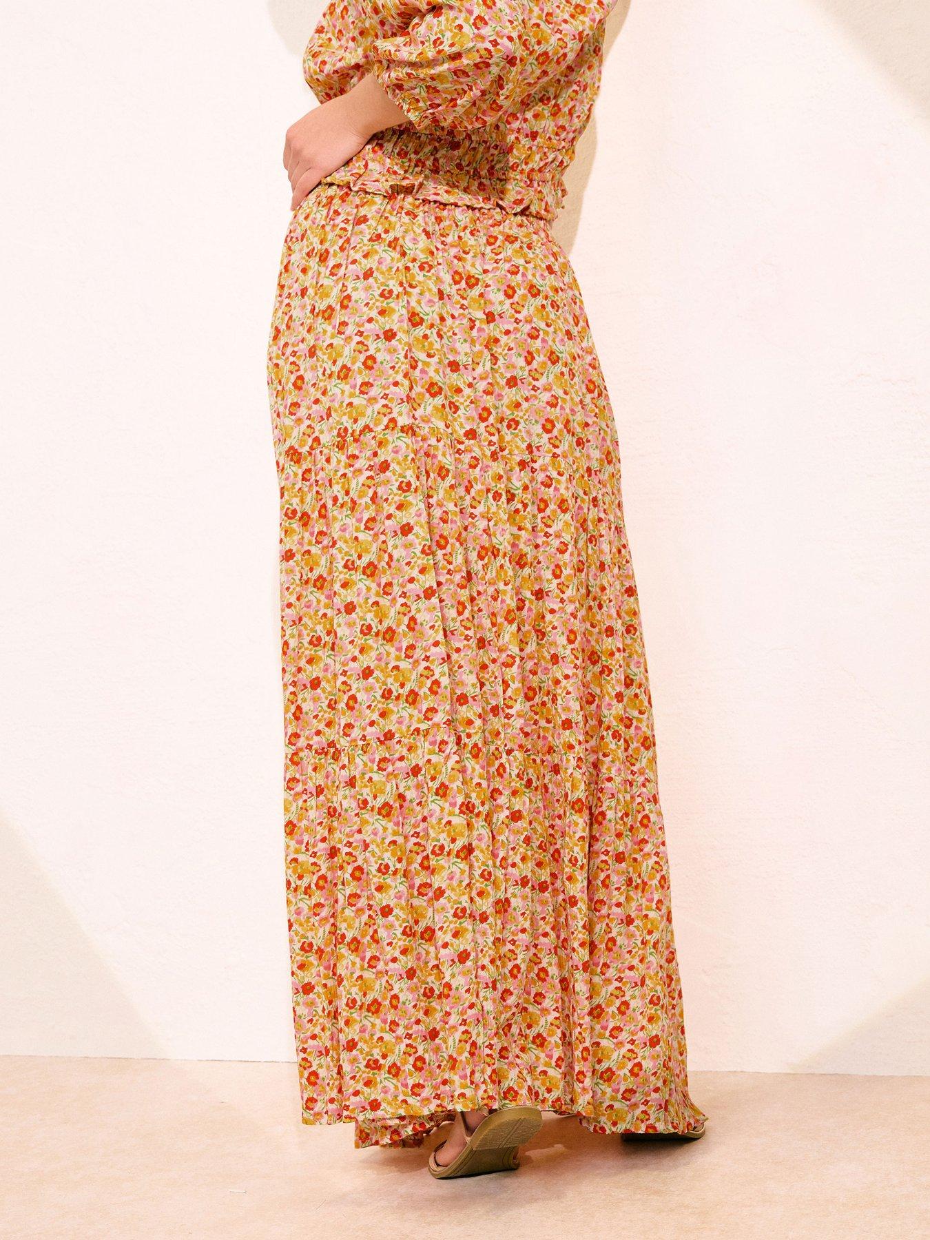  image of pixiegirl-petite-ditsy-tiered-maxi-skirt