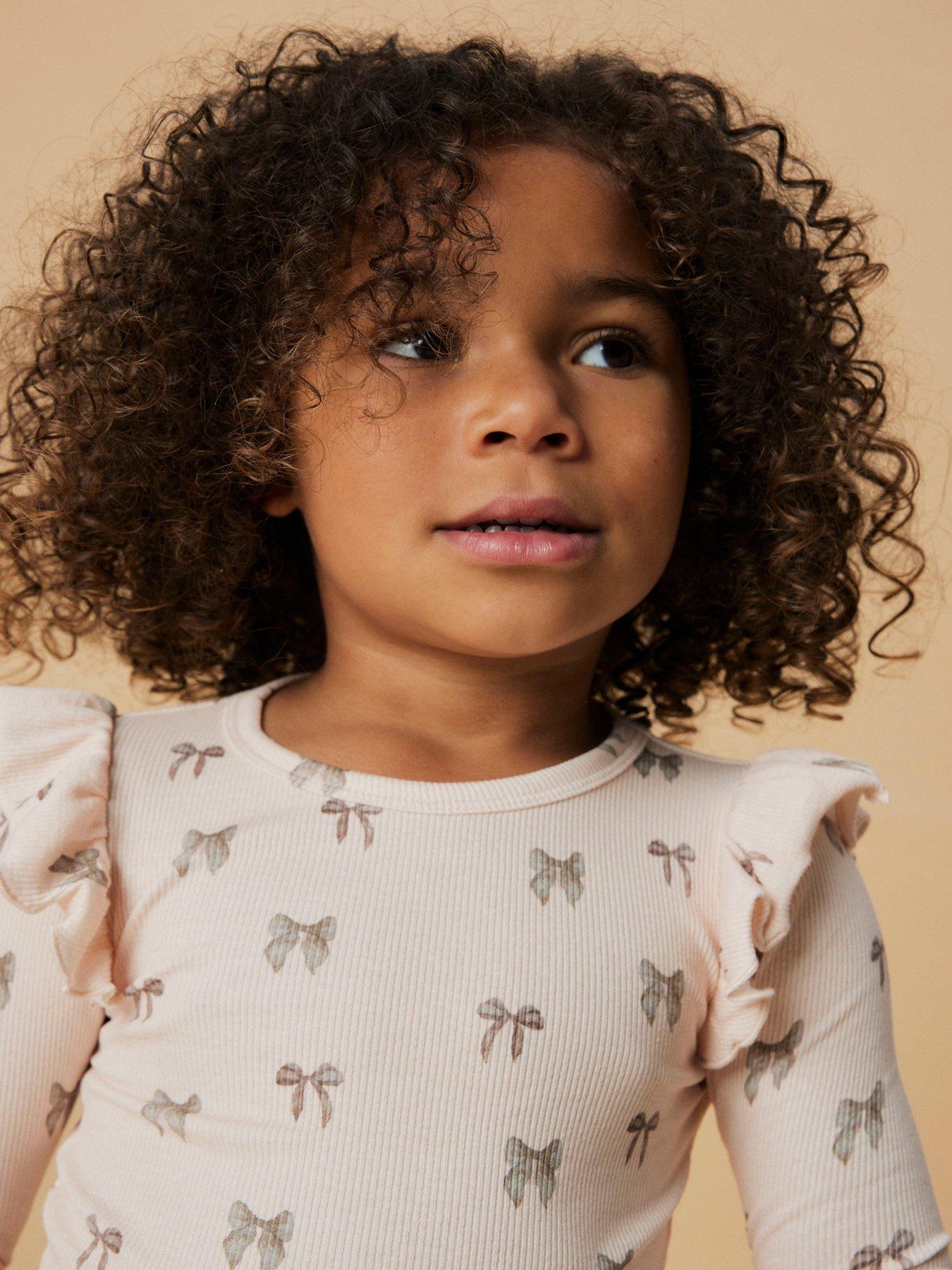undefined Mini Girls Bow Print Long Sleeve T-shirt - Peony Bow