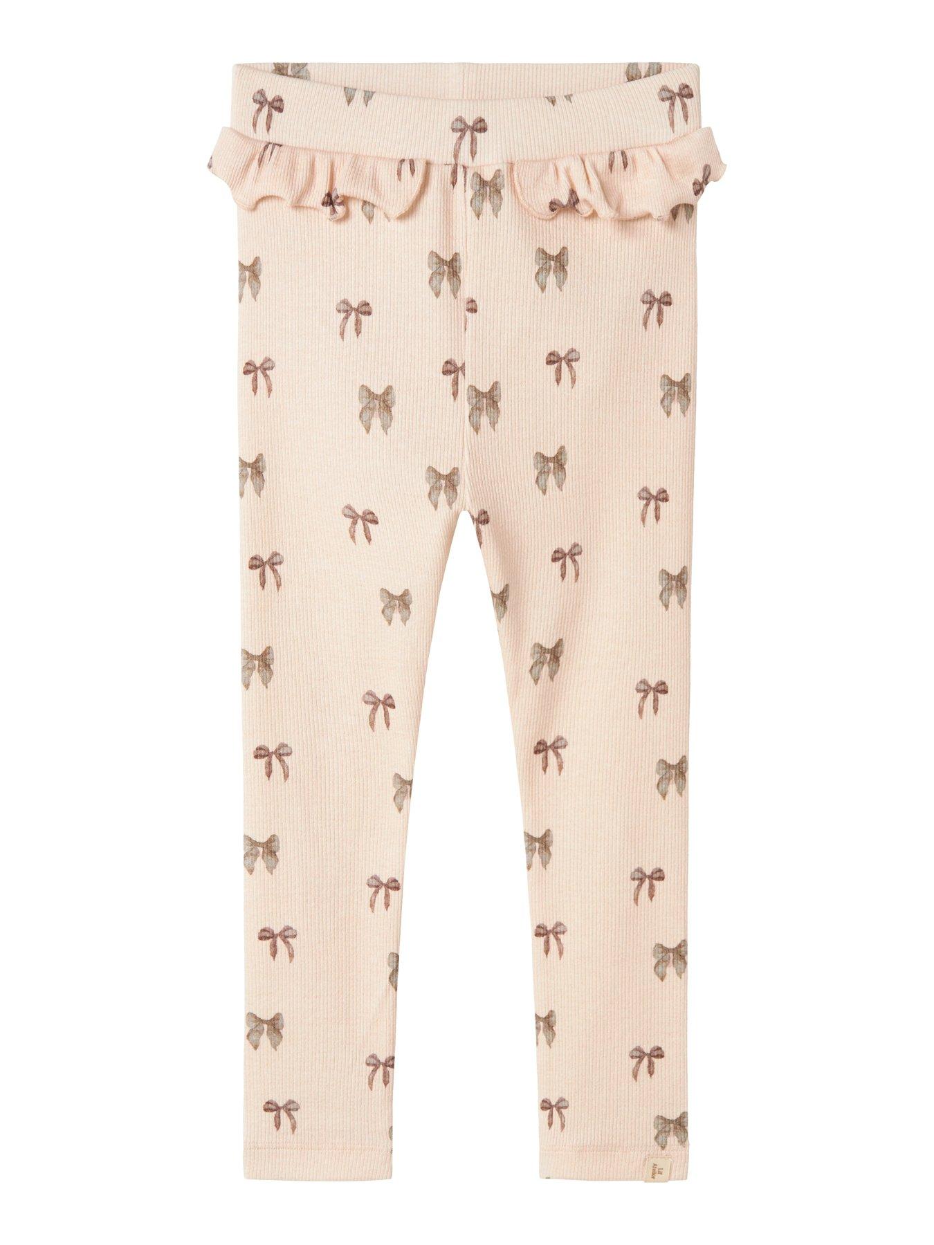 undefined Mini Girls Bow Print Leggings - Peony Bow