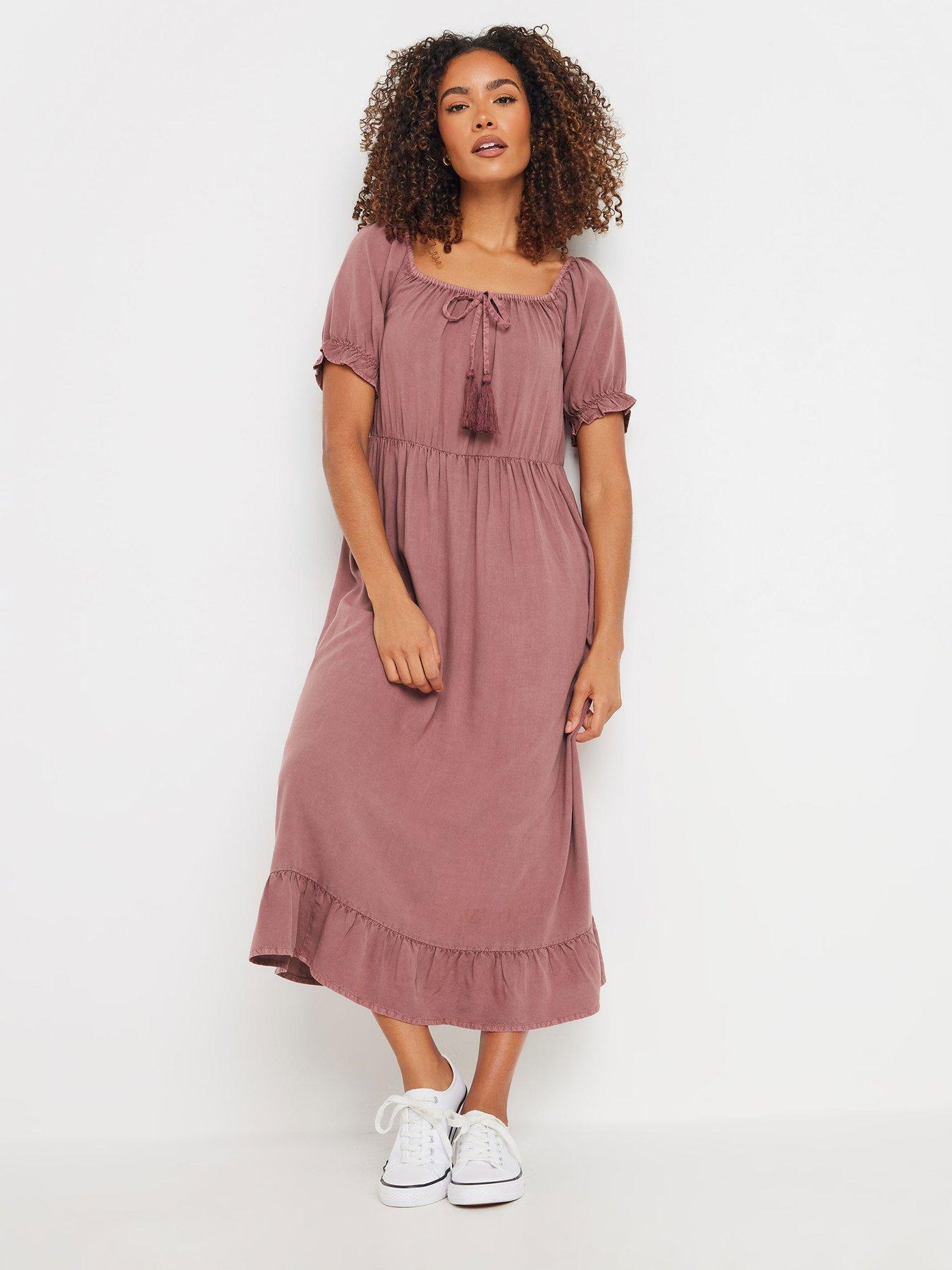 undefined Acid Wash Tassel Detail Dress