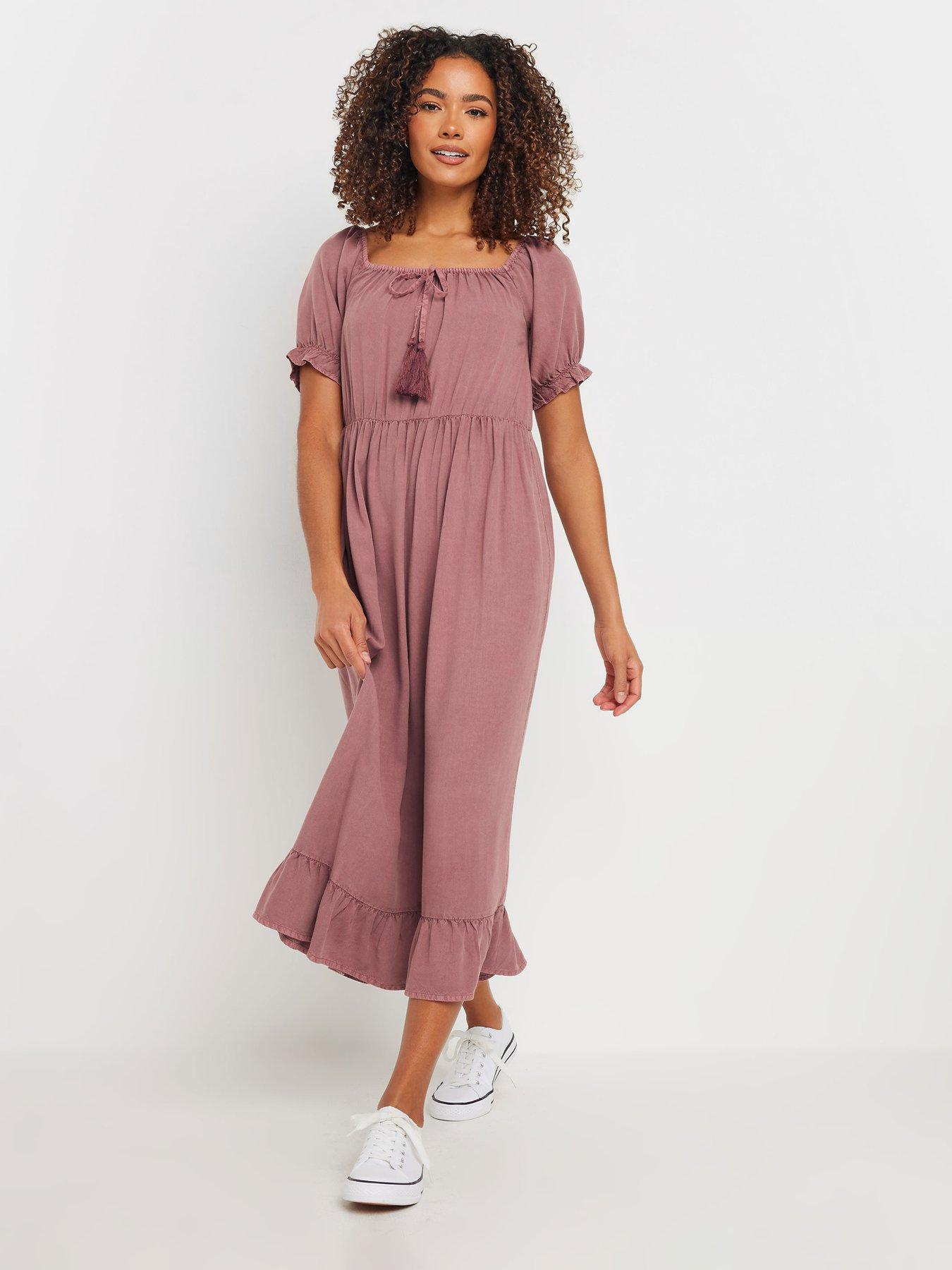  image of mco-acid-wash-tassel-detail-dress