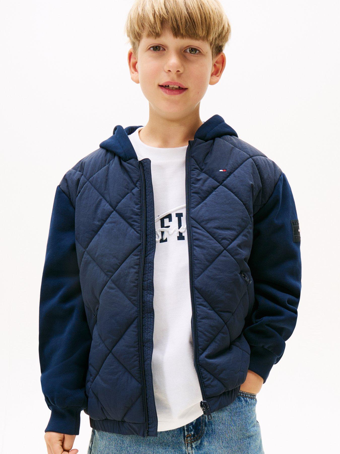 undefined Boys Mix Media Quilted Jacket - Navy