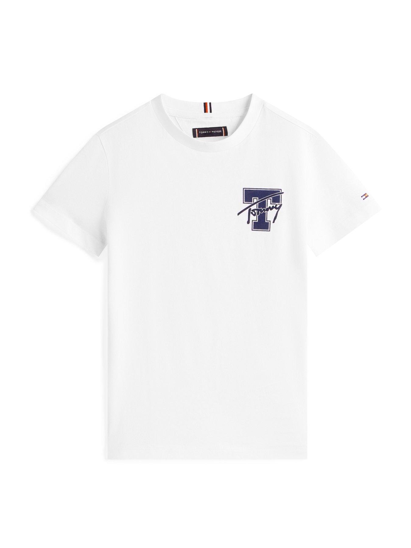 Image 4 of 4 of Tommy Hilfiger Boys Varsity Graphic Print Short Sleeve T-Shirt - White