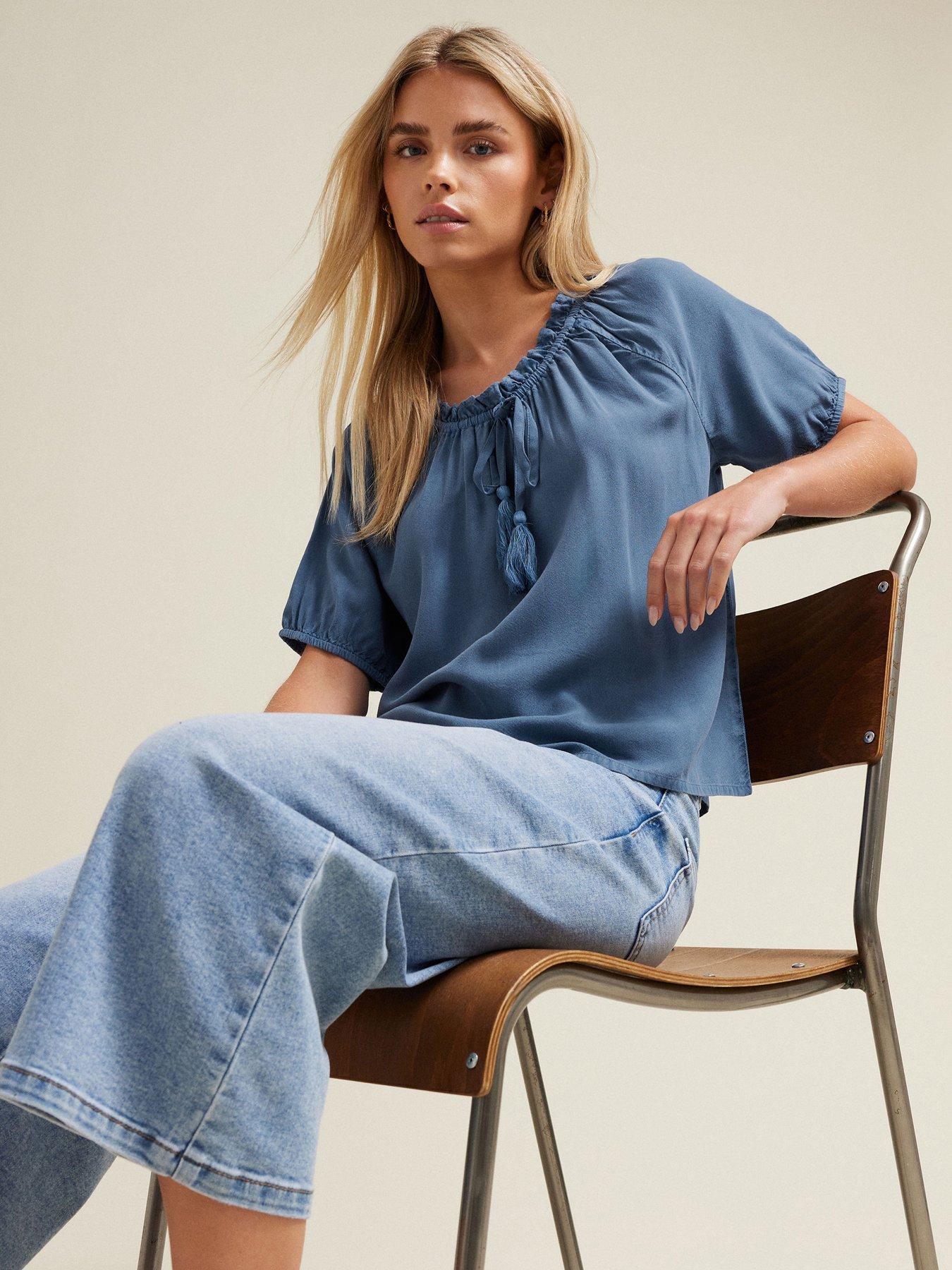 undefined Petite Acid Wash Gypsy Top