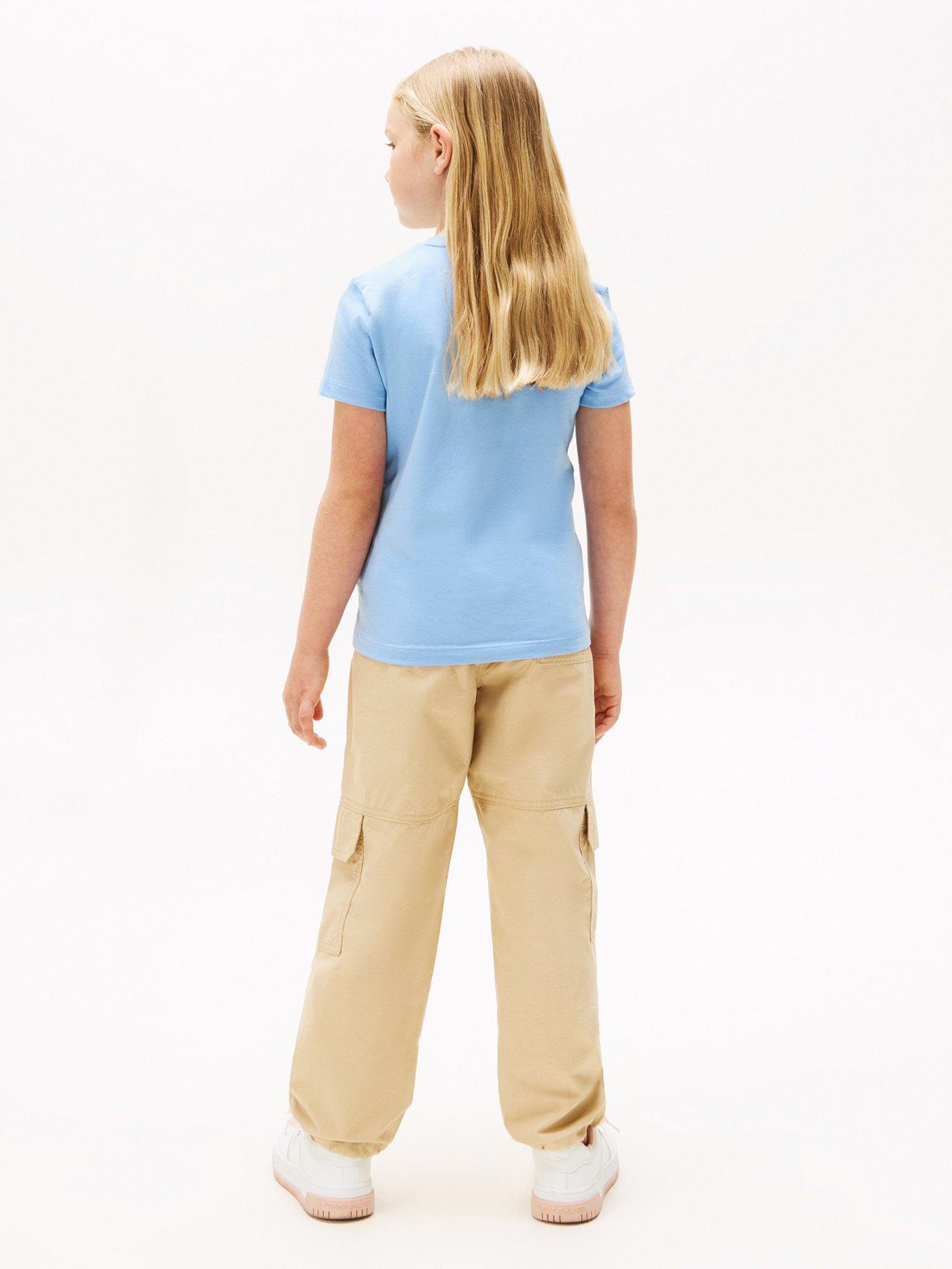 Image 2 of 4 of Tommy Hilfiger Girls Script Sequins Short Sleeve T-Shirt - Blue