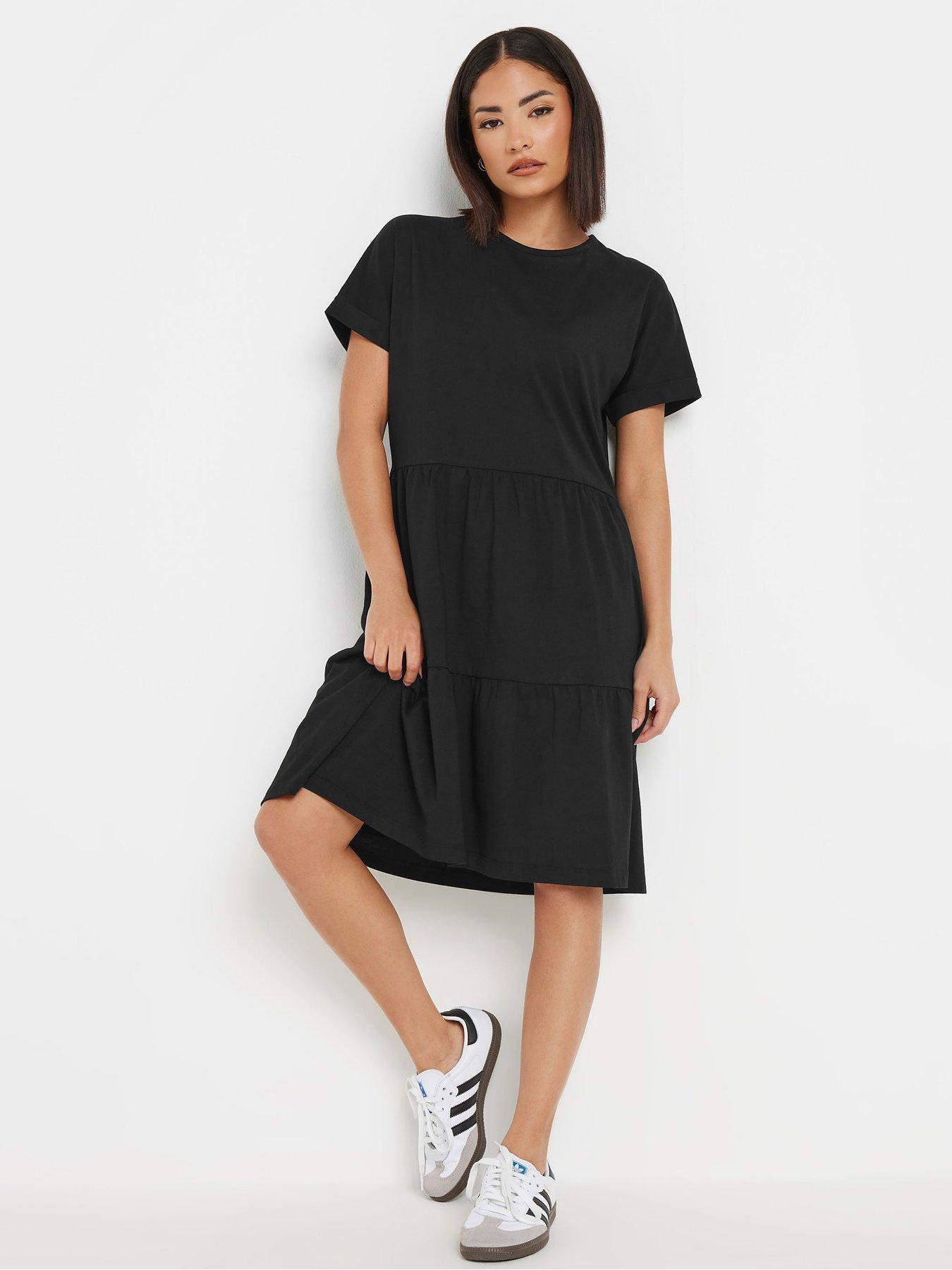 undefined Petite Short Sleeve Tiered Smock Dress