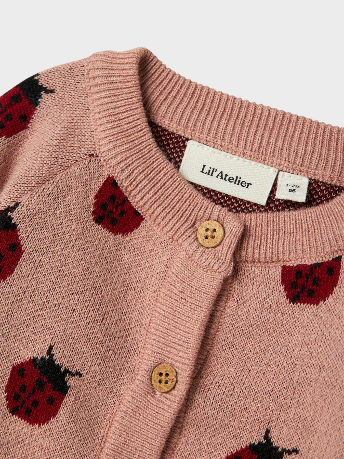 Image 3 of 5 of Lil Atelier Baby Girls Ladybird Knitted Cardigan - Misty Rose