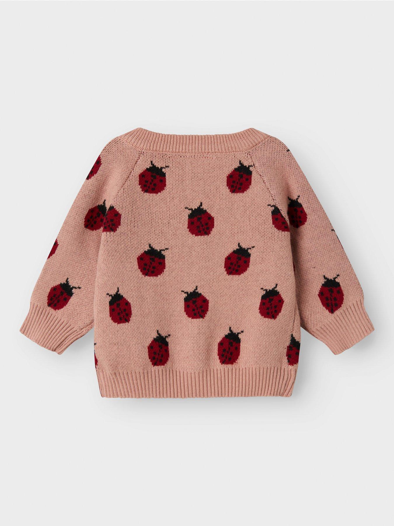Image 5 of 5 of Lil Atelier Baby Girls Ladybird Knitted Cardigan - Misty Rose