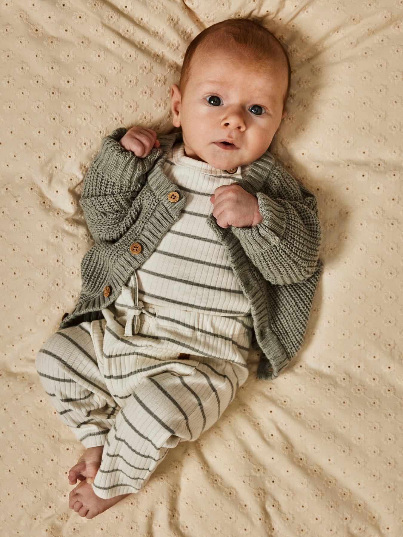undefined Baby Boys Striped Long Sleeve Bodysuit - Coconut Milk