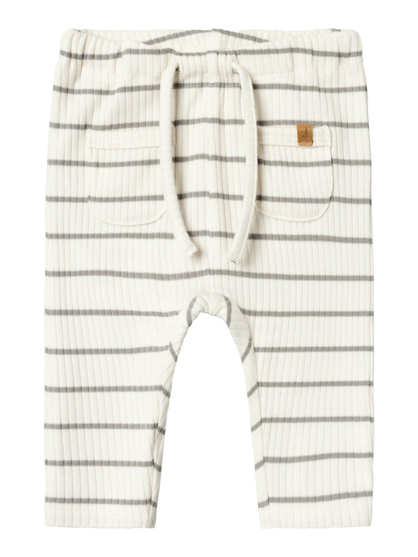 Lil Atelier Baby Boys Striped Leggings - Coconut Milk