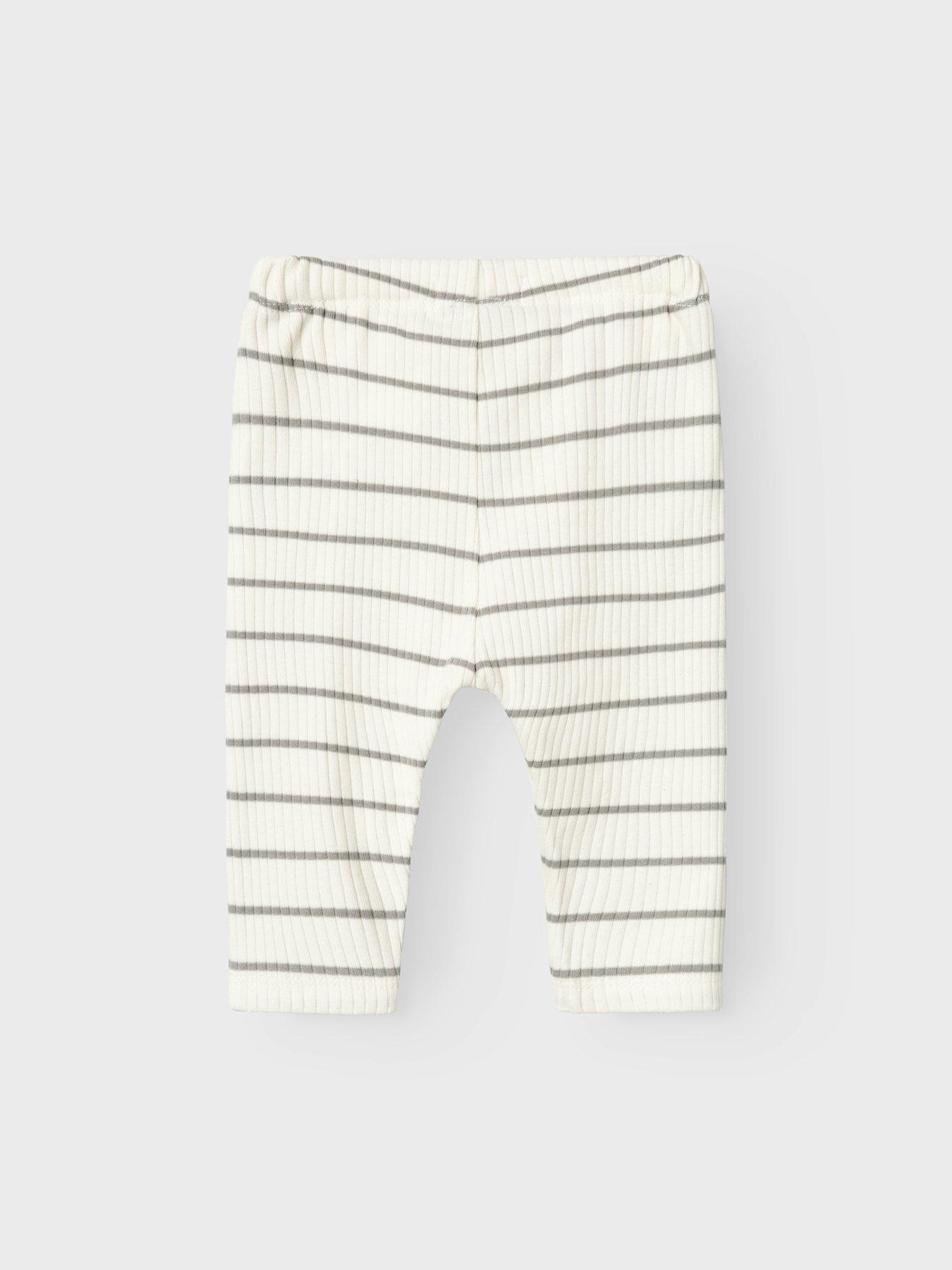 Image 2 of 3 of Lil Atelier Baby Boys Striped Leggings - Coconut Milk