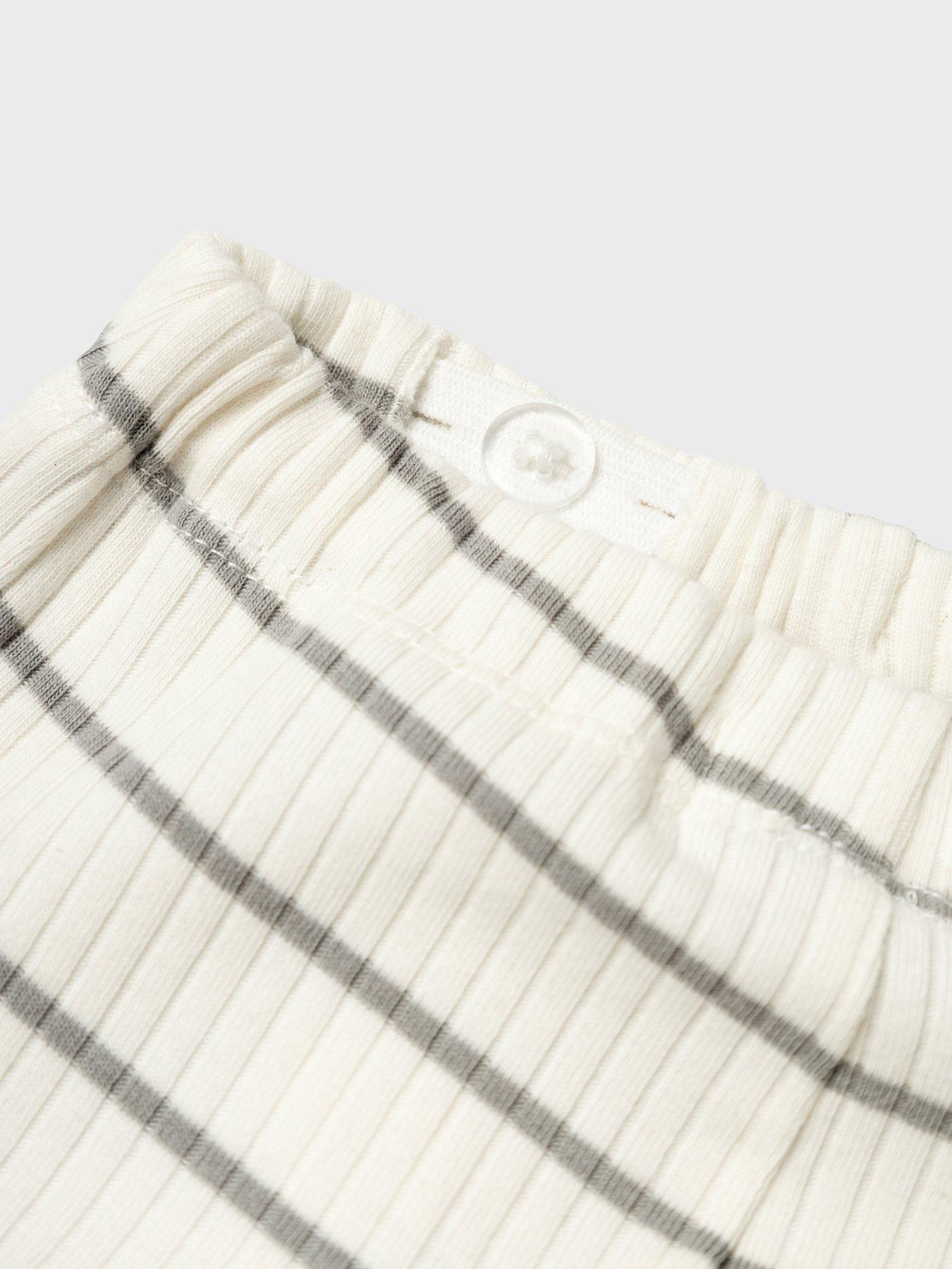 Image 3 of 3 of Lil Atelier Baby Boys Striped Leggings - Coconut Milk