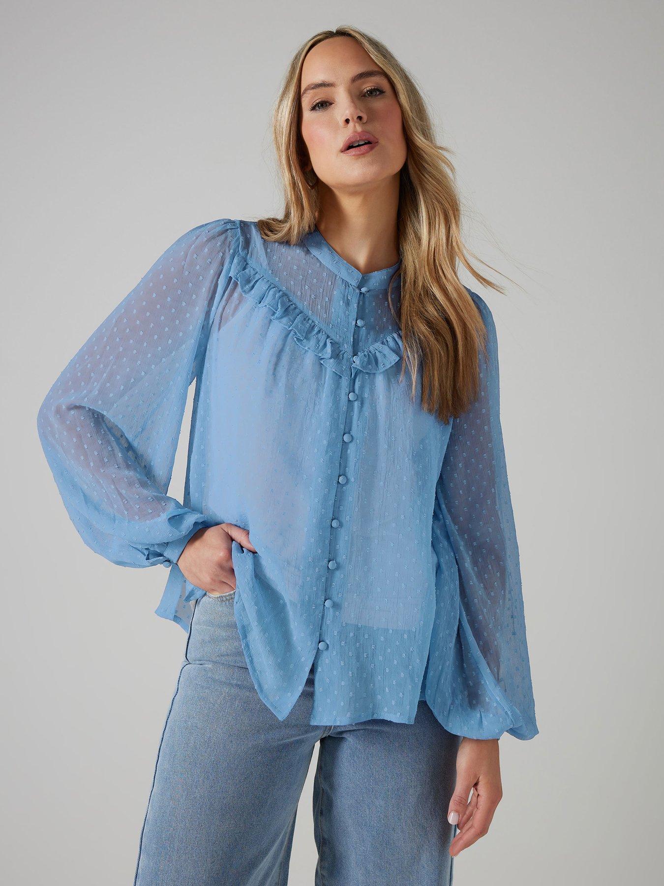 long-tall-sally-dobby-frill-blouse-blue