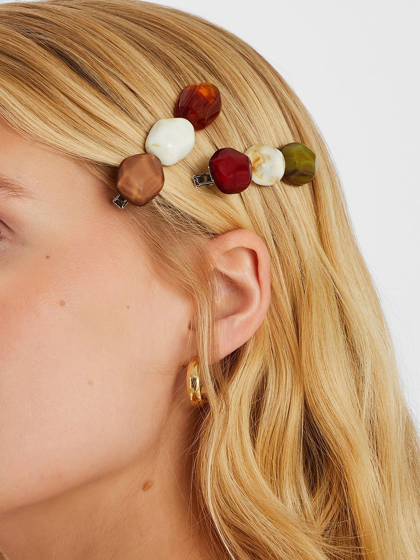 Image 2 of 3 of Accessorize 2 X Mixed Stone Snap Clip - Multi