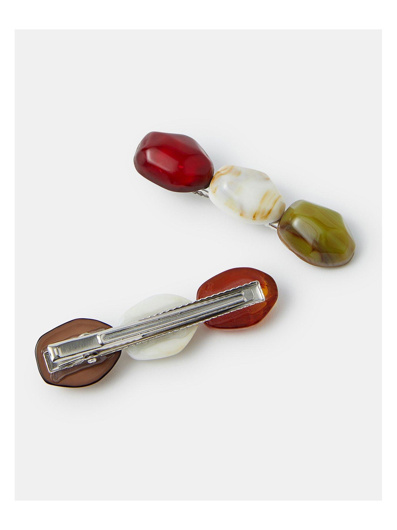 Image 3 of 3 of Accessorize 2 X Mixed Stone Snap Clip - Multi