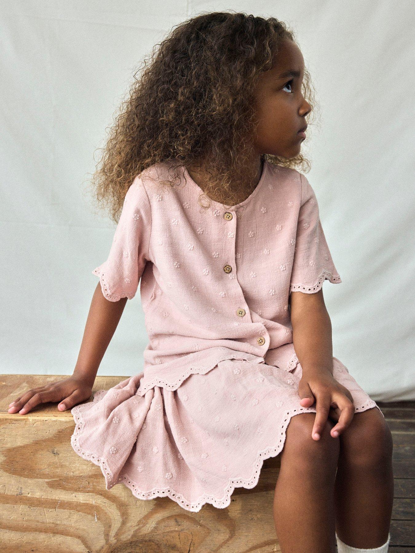 Image 1 of 4 of Lil Atelier Mini Girls Embroidered Skirt - Misty Rose