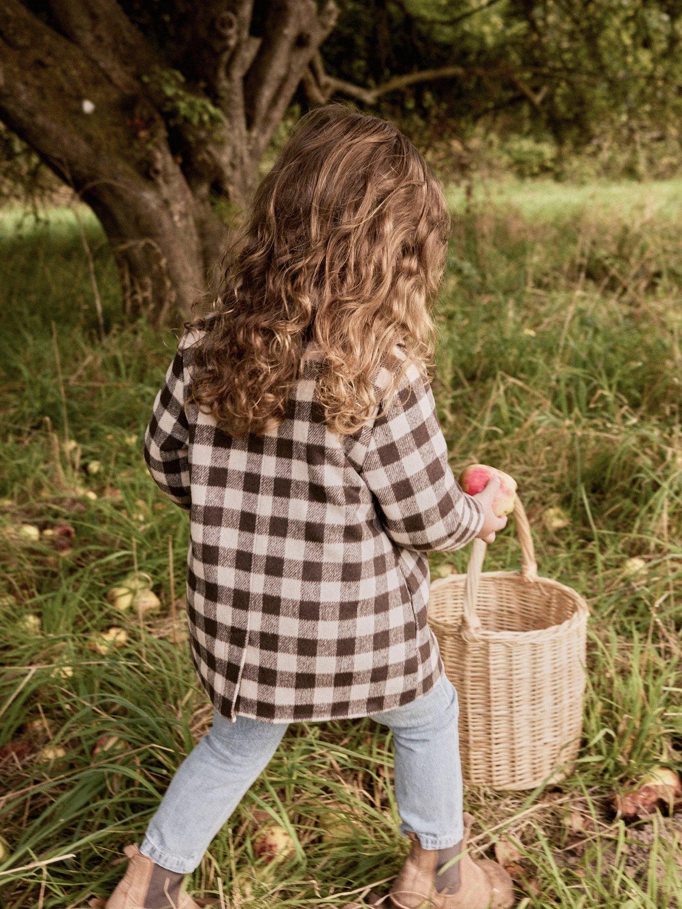  image of lil-atelier-mini-girls-gingham-overcoat-brown