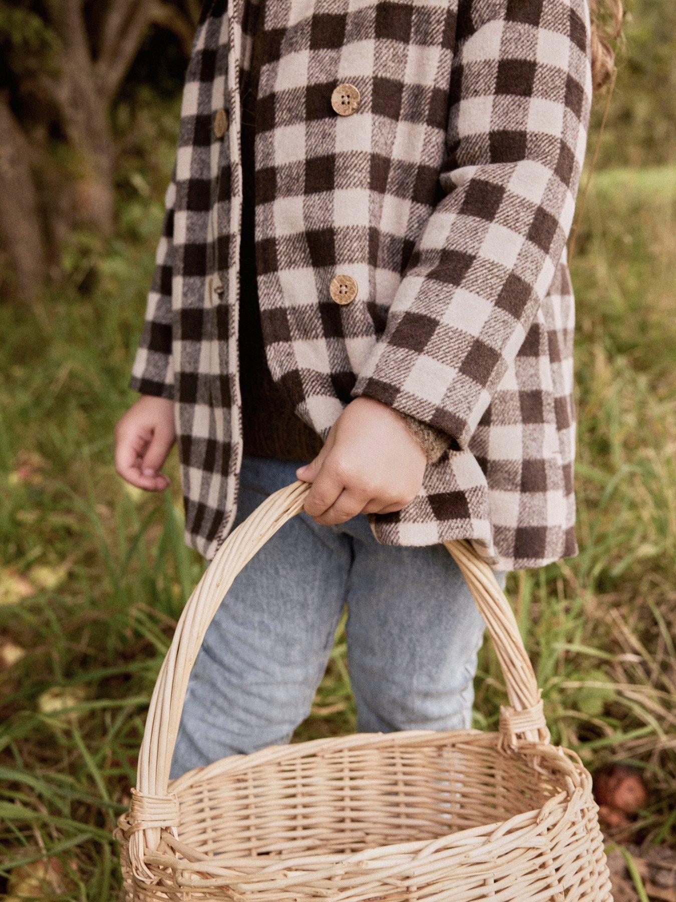  image of lil-atelier-mini-girls-gingham-overcoat-brown