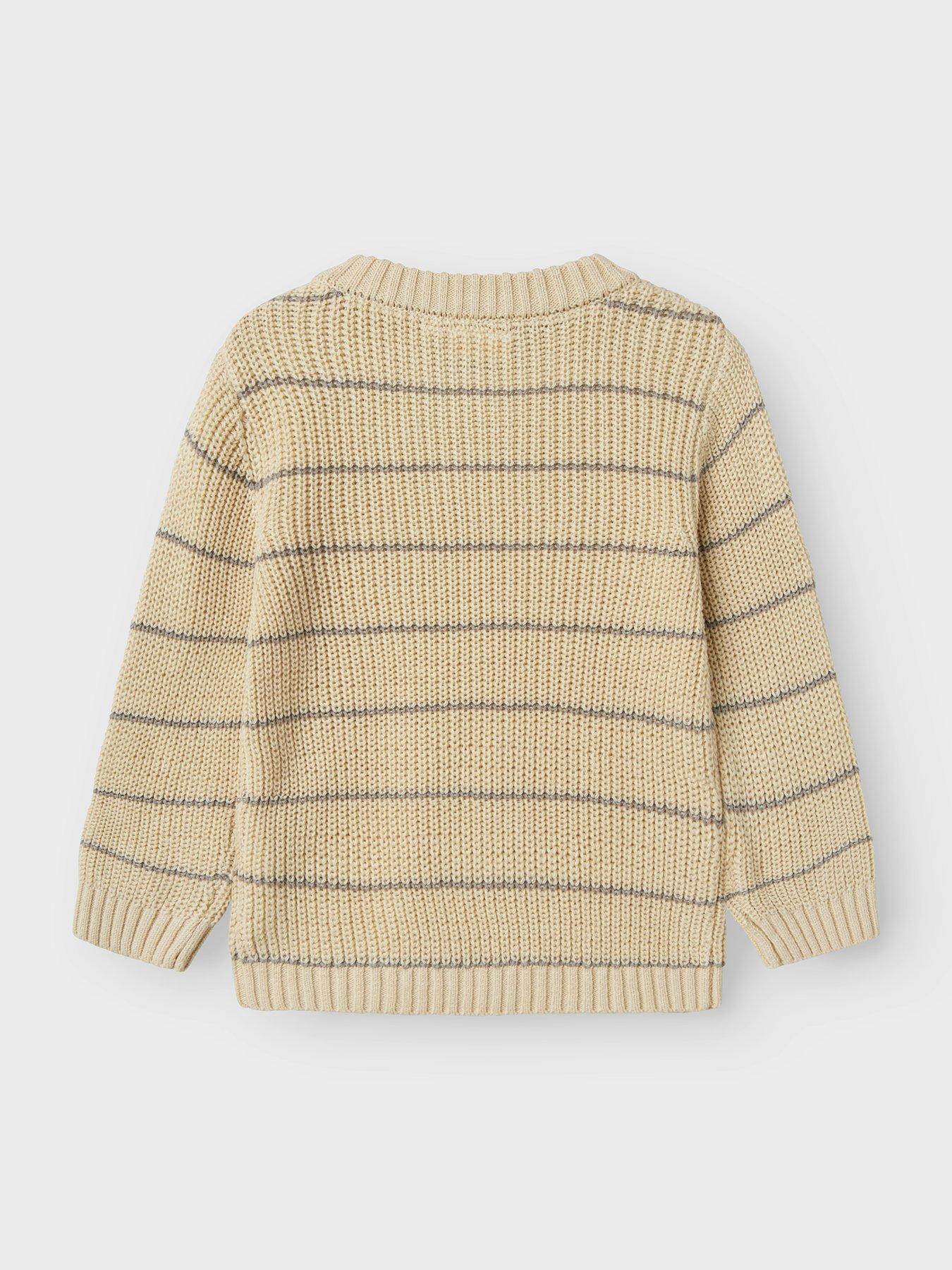 Image 2 of 5 of Lil Atelier Mini Boys Striped Knitted Jumper - Turtledove