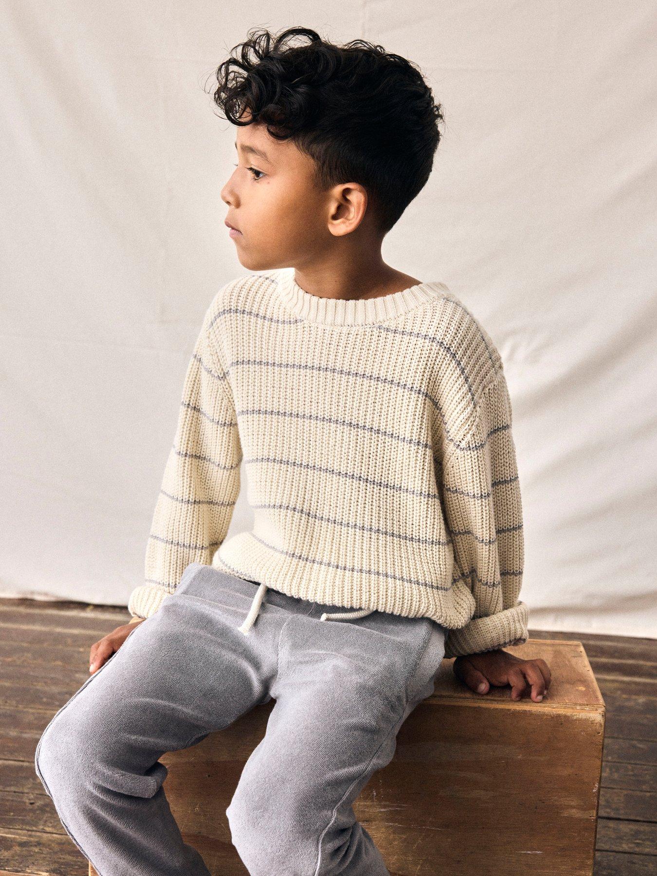 Image 3 of 5 of Lil Atelier Mini Boys Striped Knitted Jumper - Turtledove