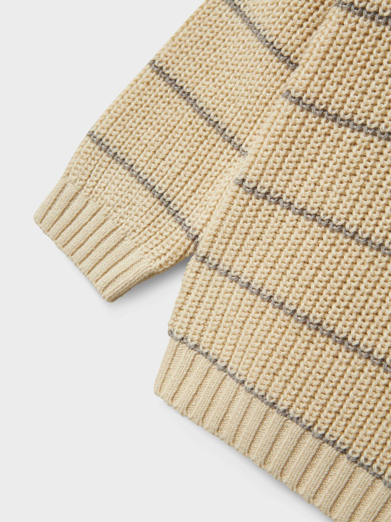 Image 5 of 5 of Lil Atelier Mini Boys Striped Knitted Jumper - Turtledove